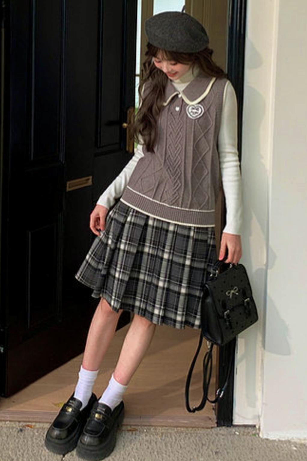 Plaid Pleated Skirt