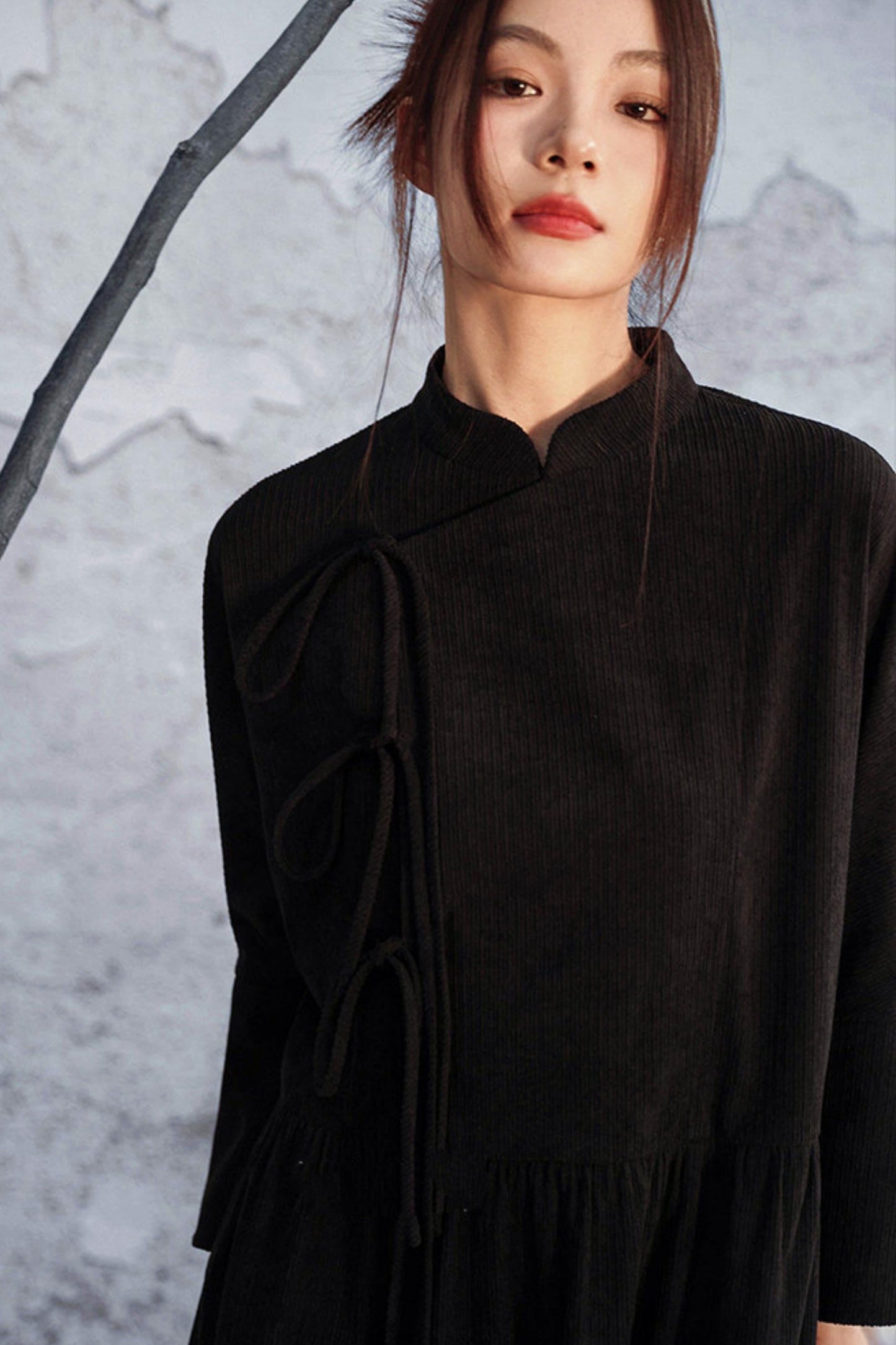 Black Corduroy Long Dress