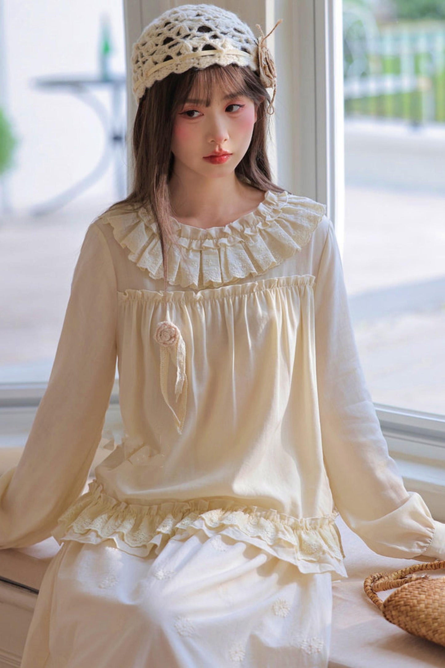 Lyocell Lace Trim Blouse