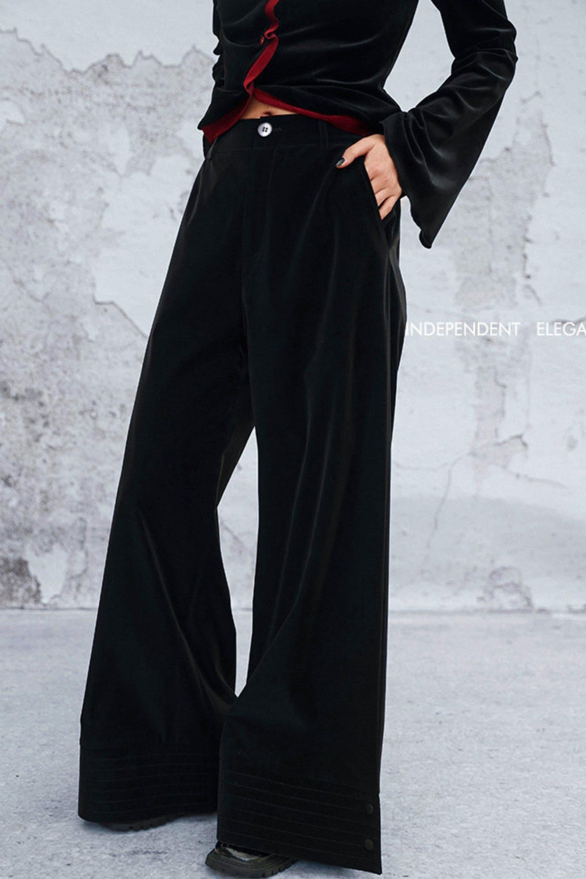 High Waist Poodle Coat Pants Black