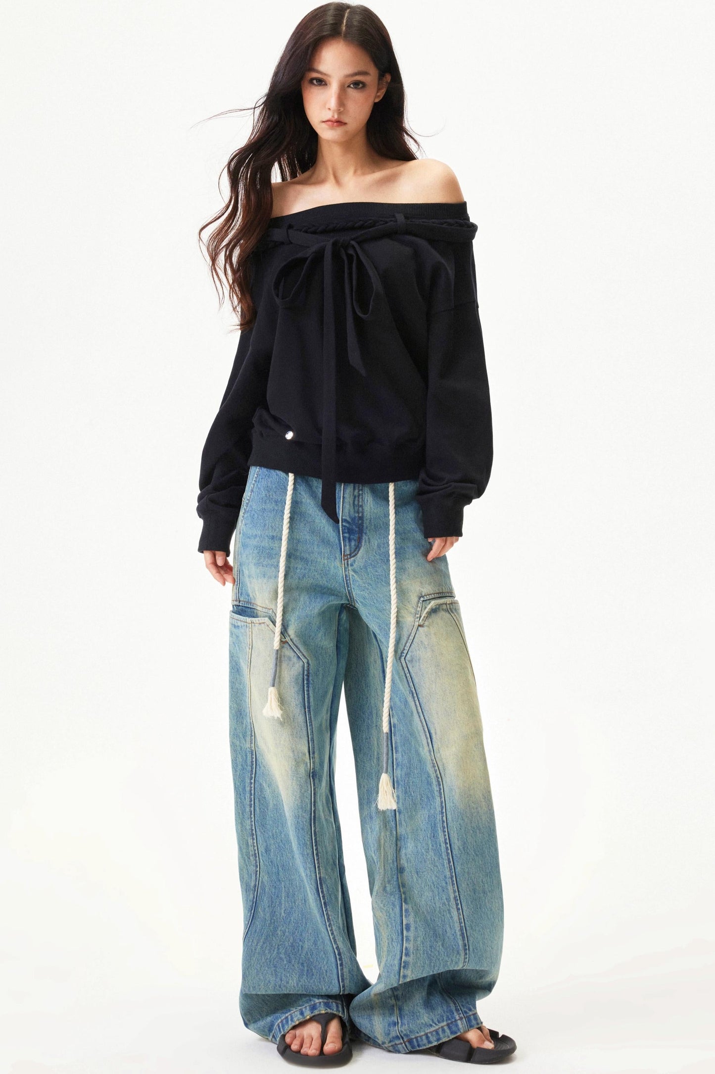 American Retro Wide Denim Pants