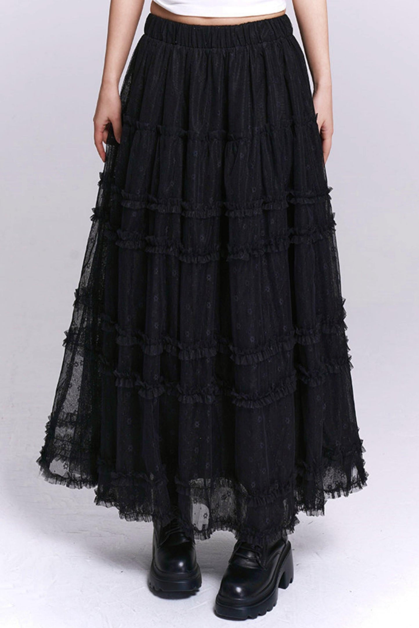 Black Lace Mesh Skirt