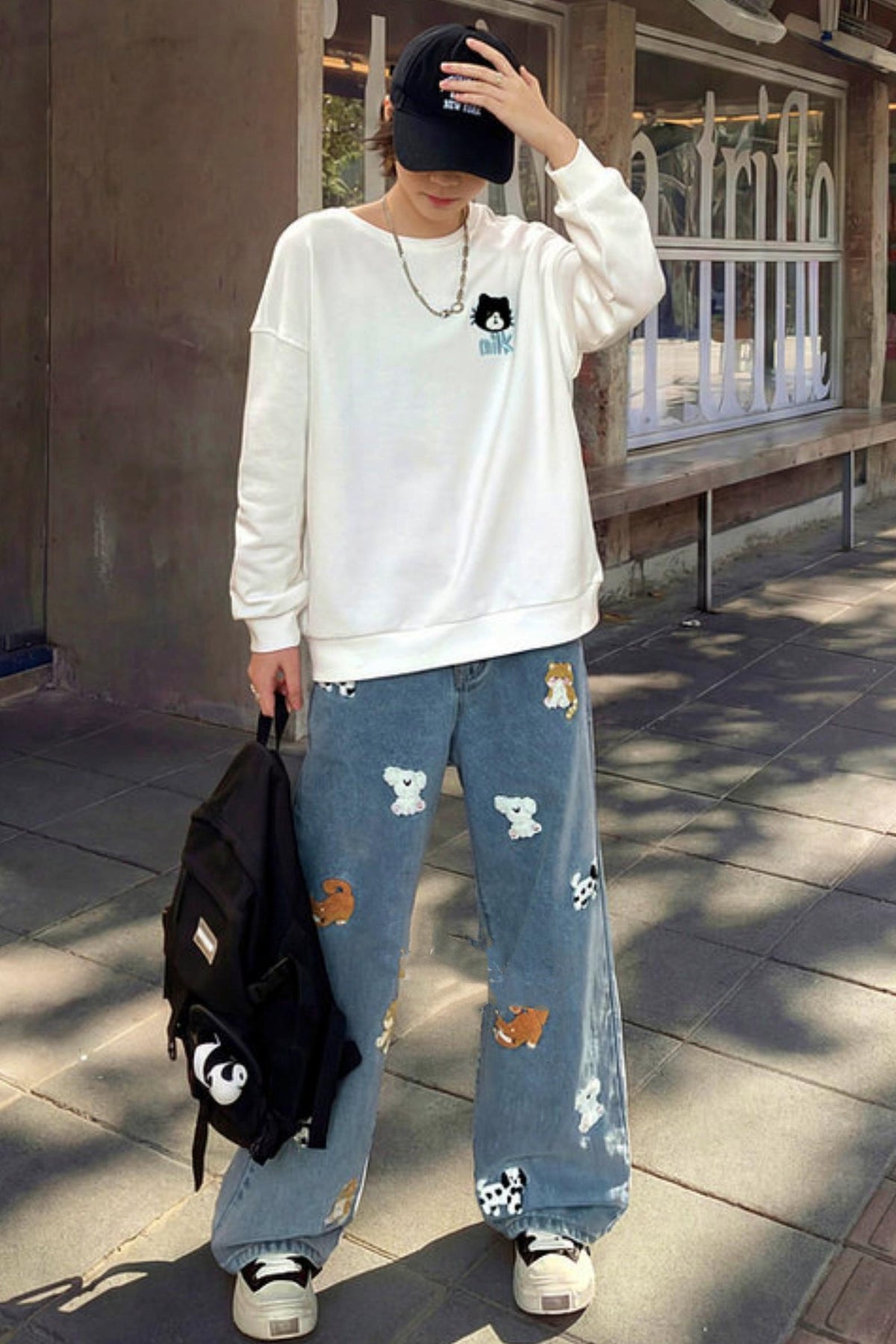 Sweet Embroidered Denim Pants