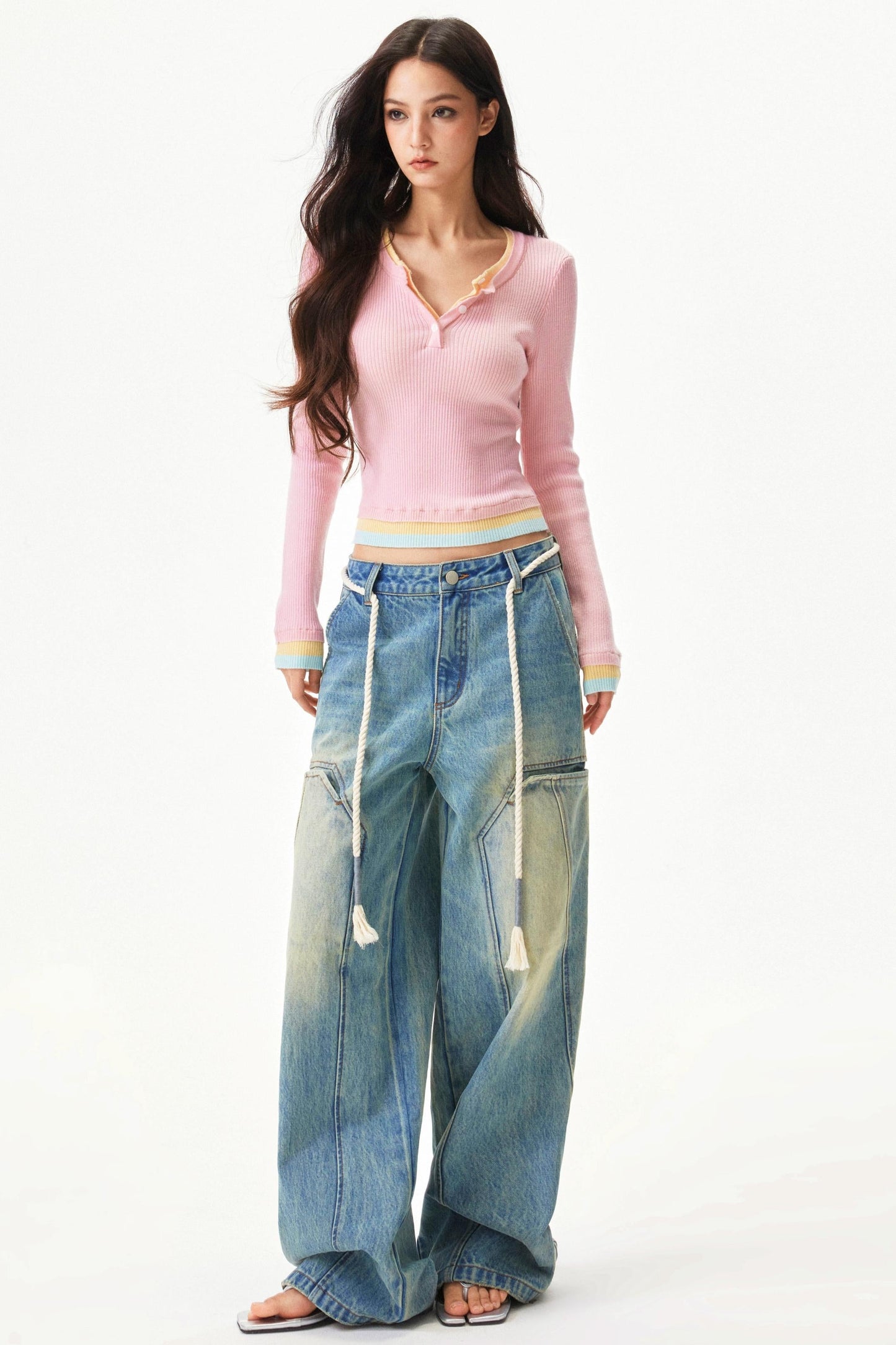 Dopamine color block knit sweaters