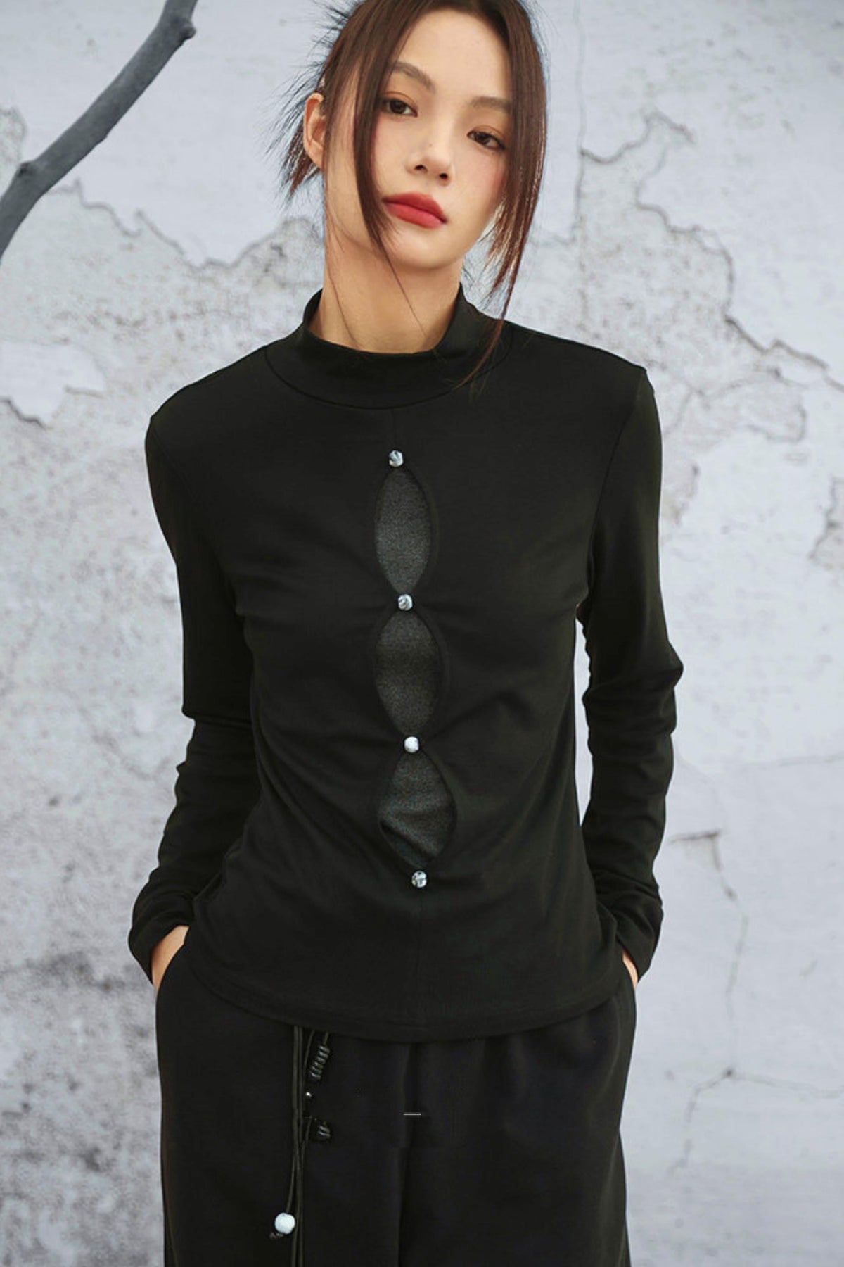 Edgy Cutout Top Black