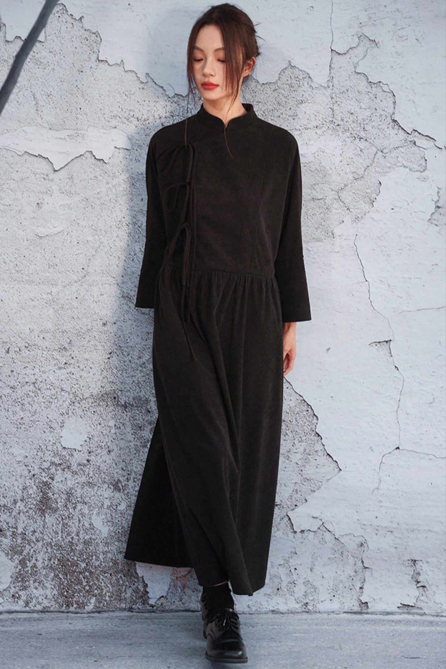 Black Corduroy Long Dress