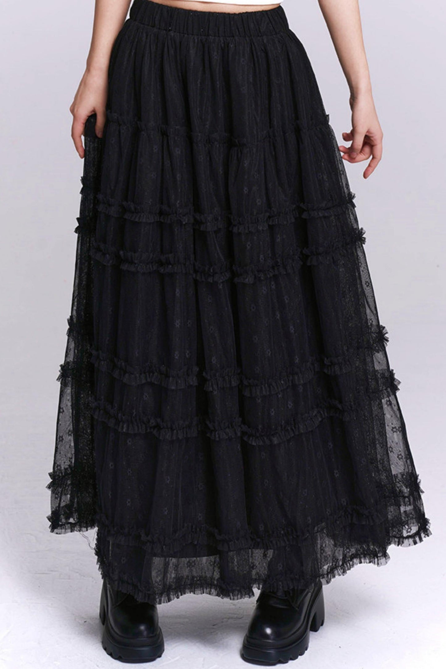 Black Lace Mesh Skirt