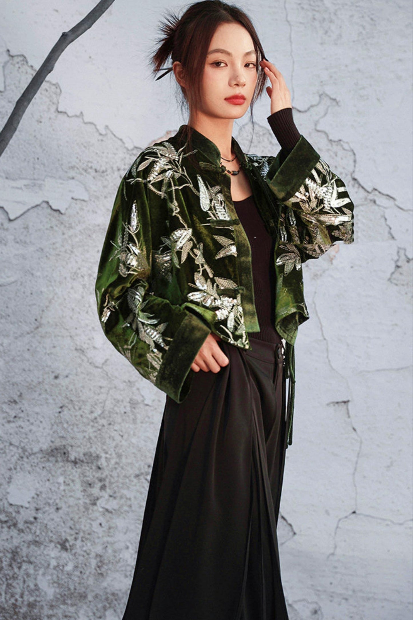 Bamboo Leaf Velvet Jacket