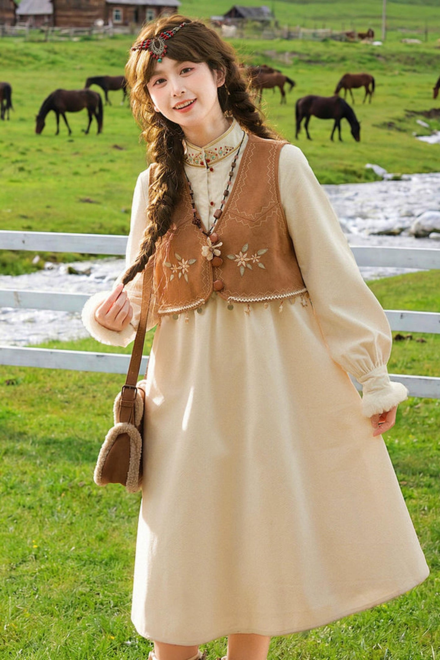 Embroidered Mori Long Dress