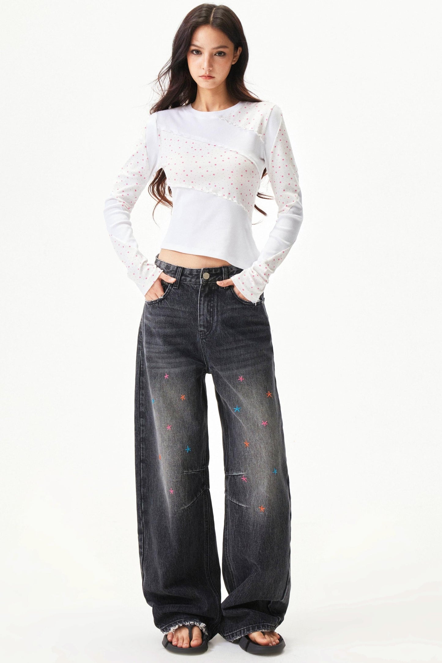 Star Print Knit Top