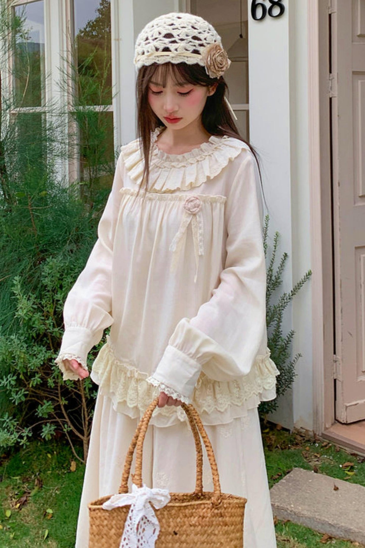 Lyocell Lace Trim Blouse