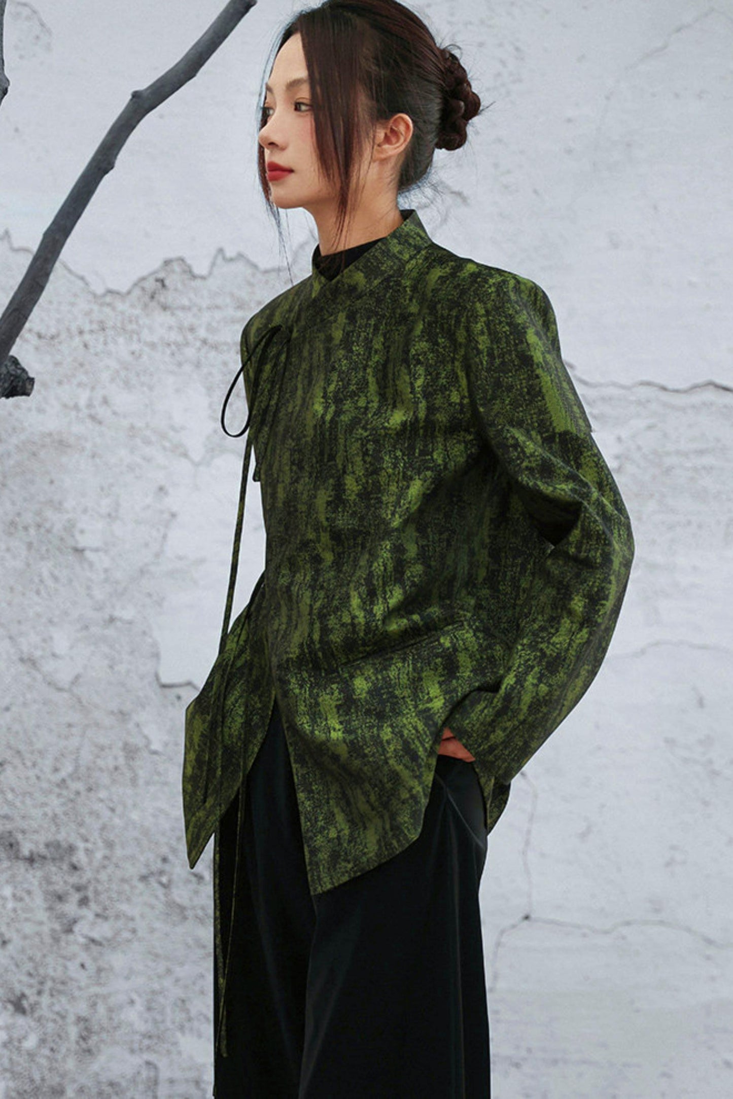 Mossy Green Stand Collar Jacket