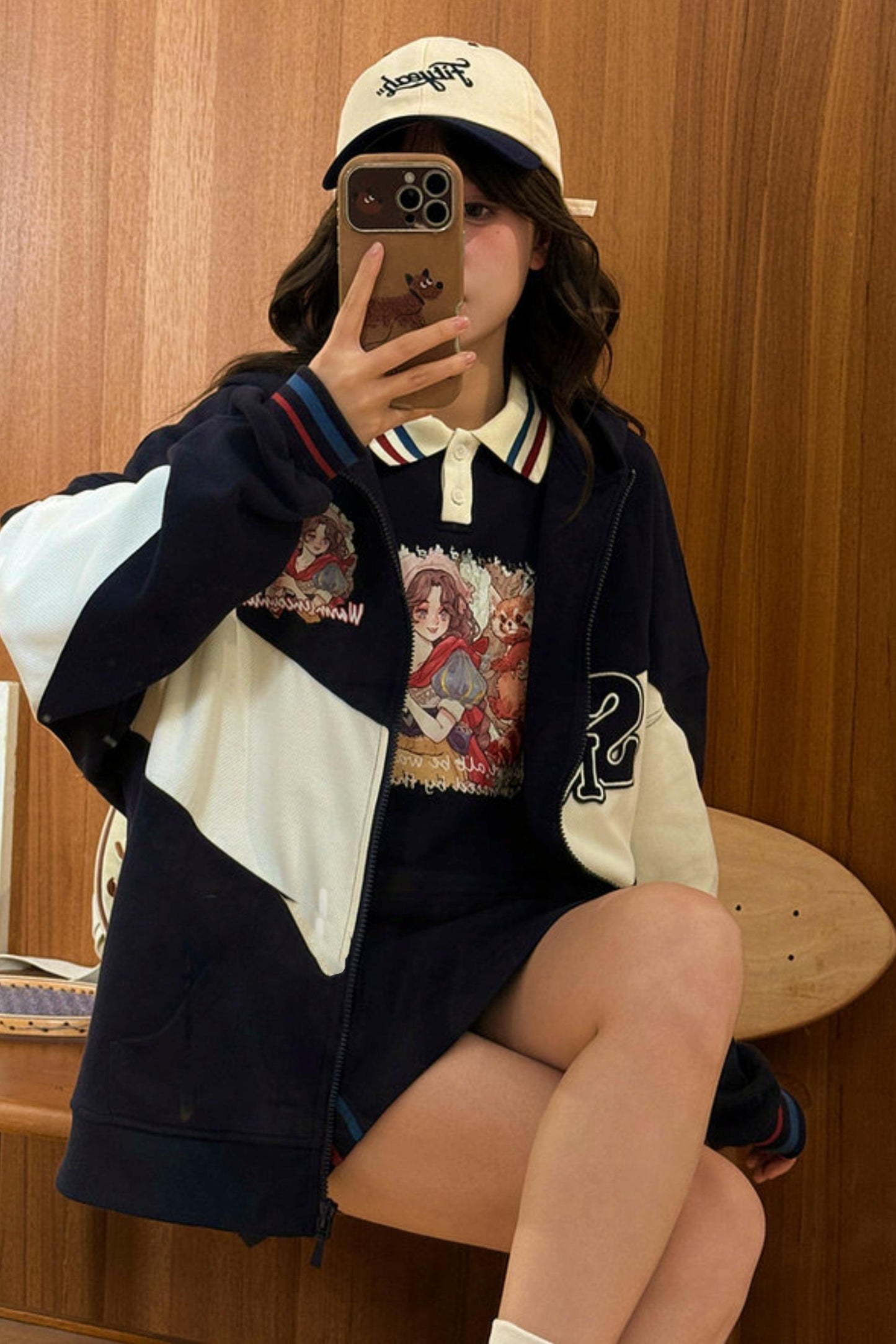 Color Block Cotton Hooded Jacket