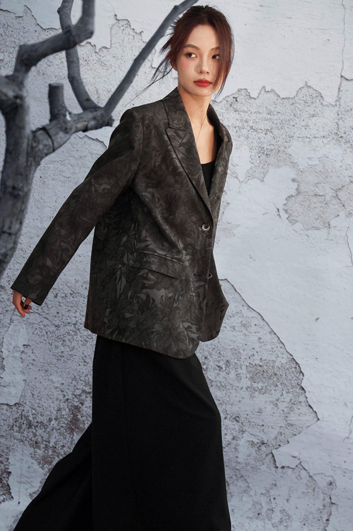Mode Style Wood Jacquard Jacket