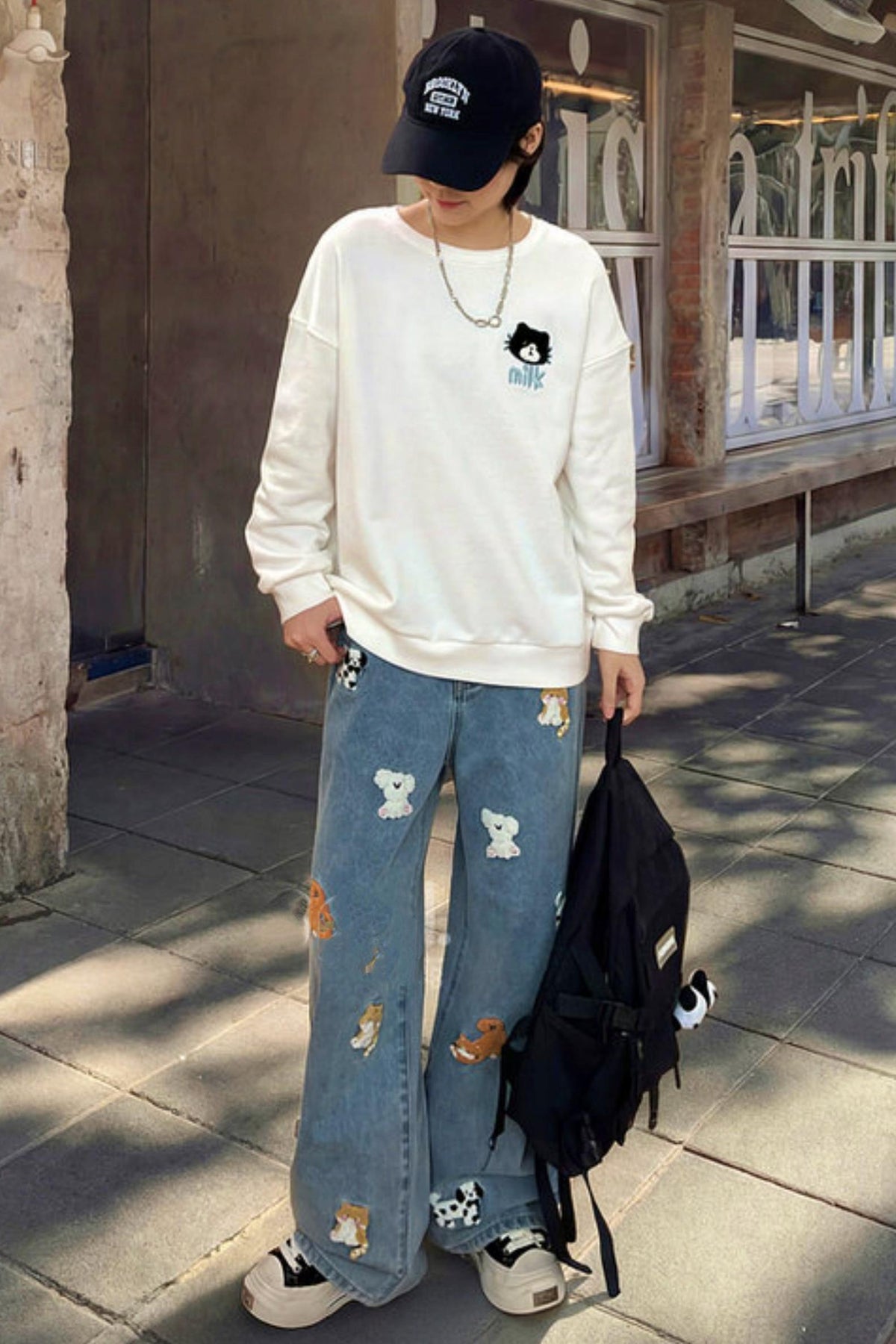 Sweet Embroidered Denim Pants