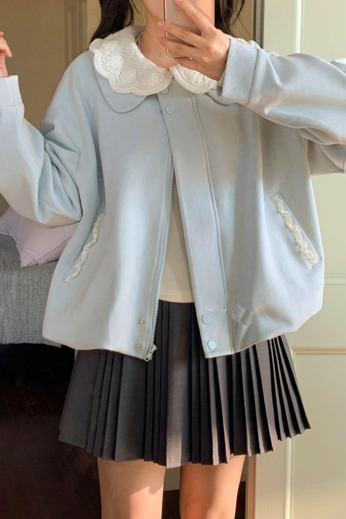 Suede Lace Trim Jacket