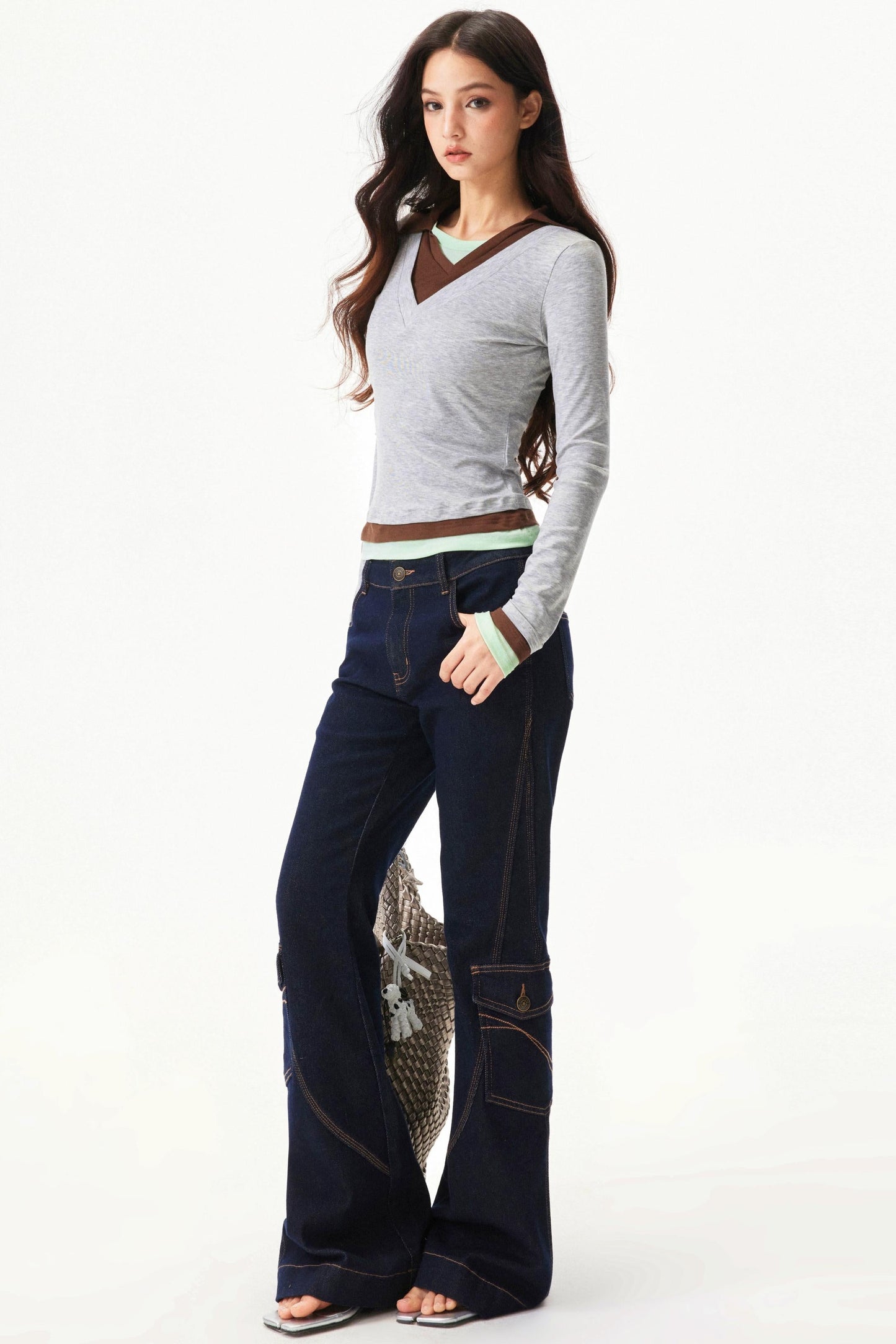 Retro Low Rise Denim Flare Pants