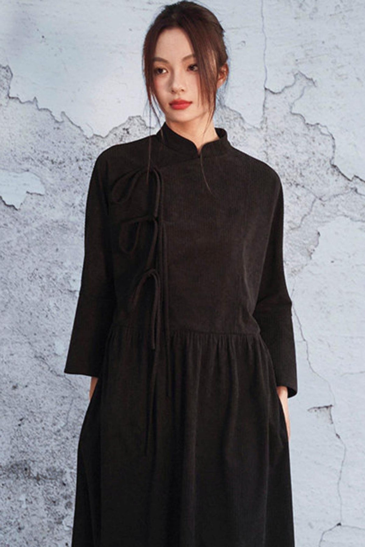Black Corduroy Long Dress