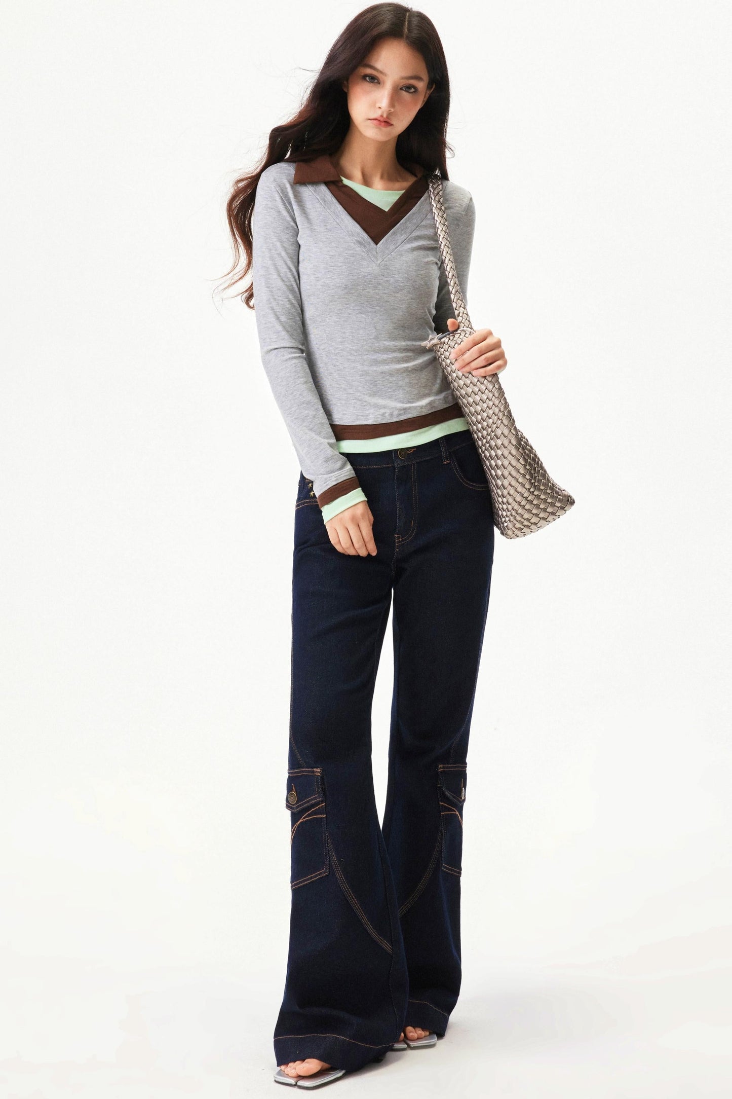 Retro Low Rise Denim Flare Pants