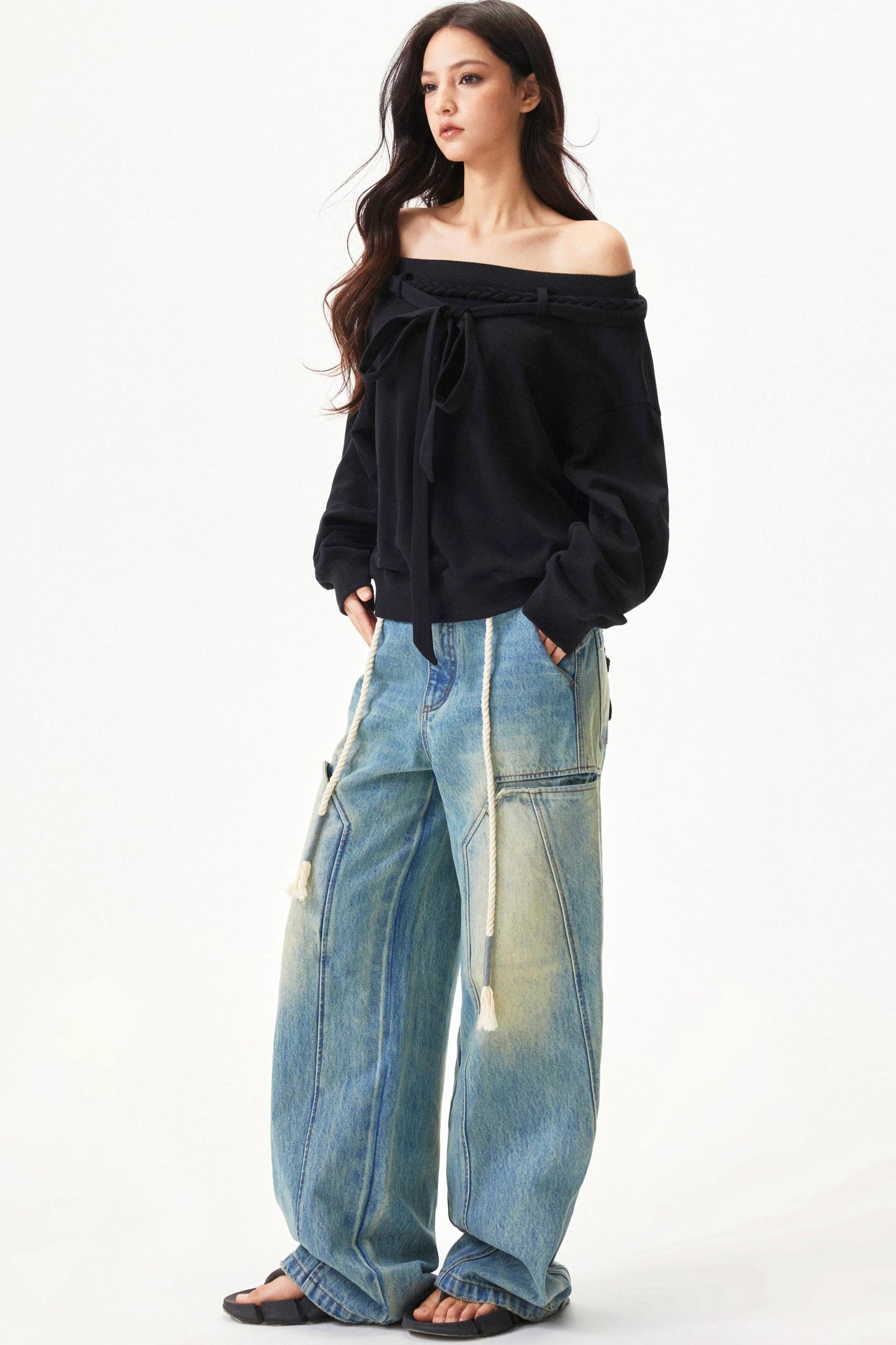 American Retro Wide Denim Pants