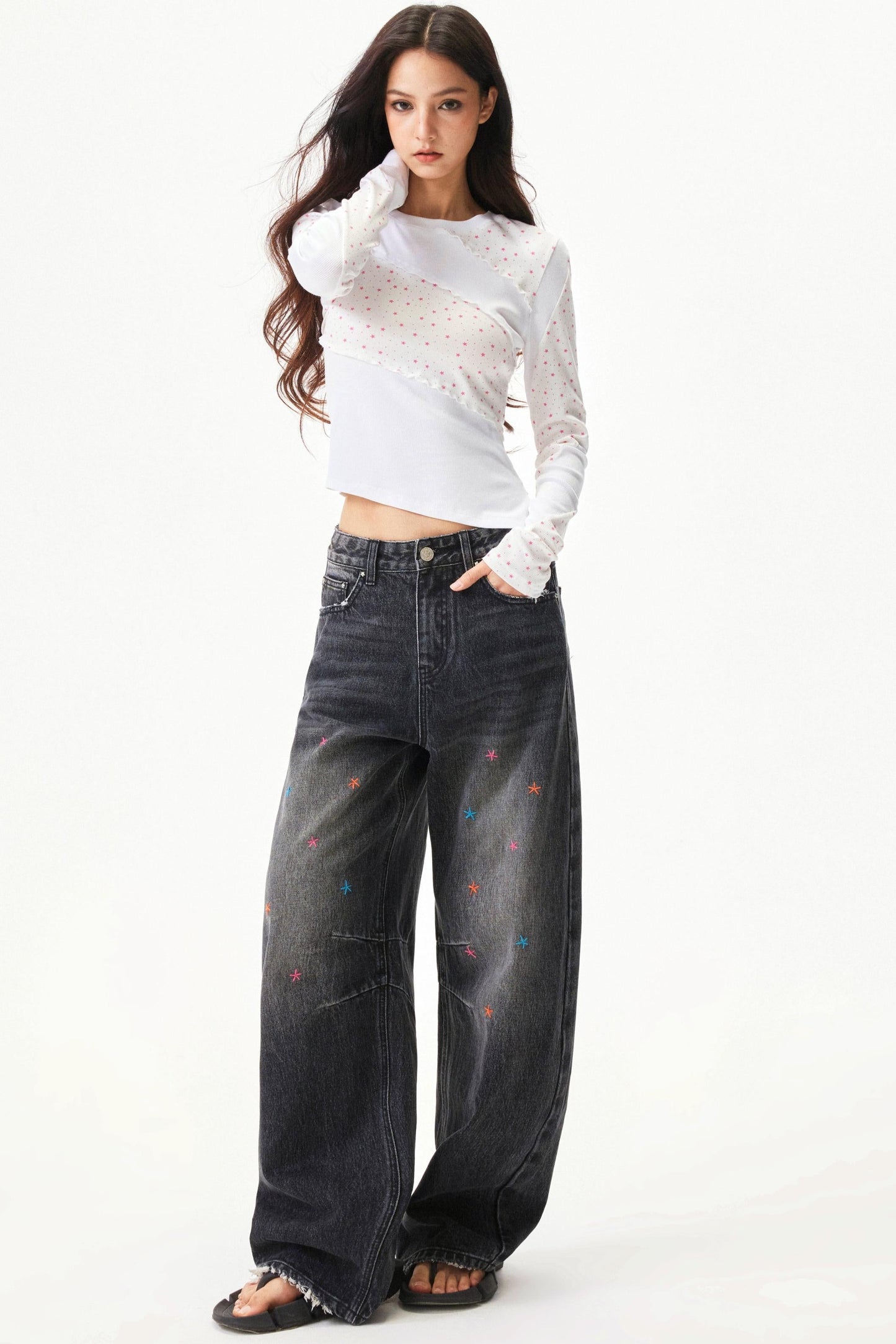 Star Print Knit Top