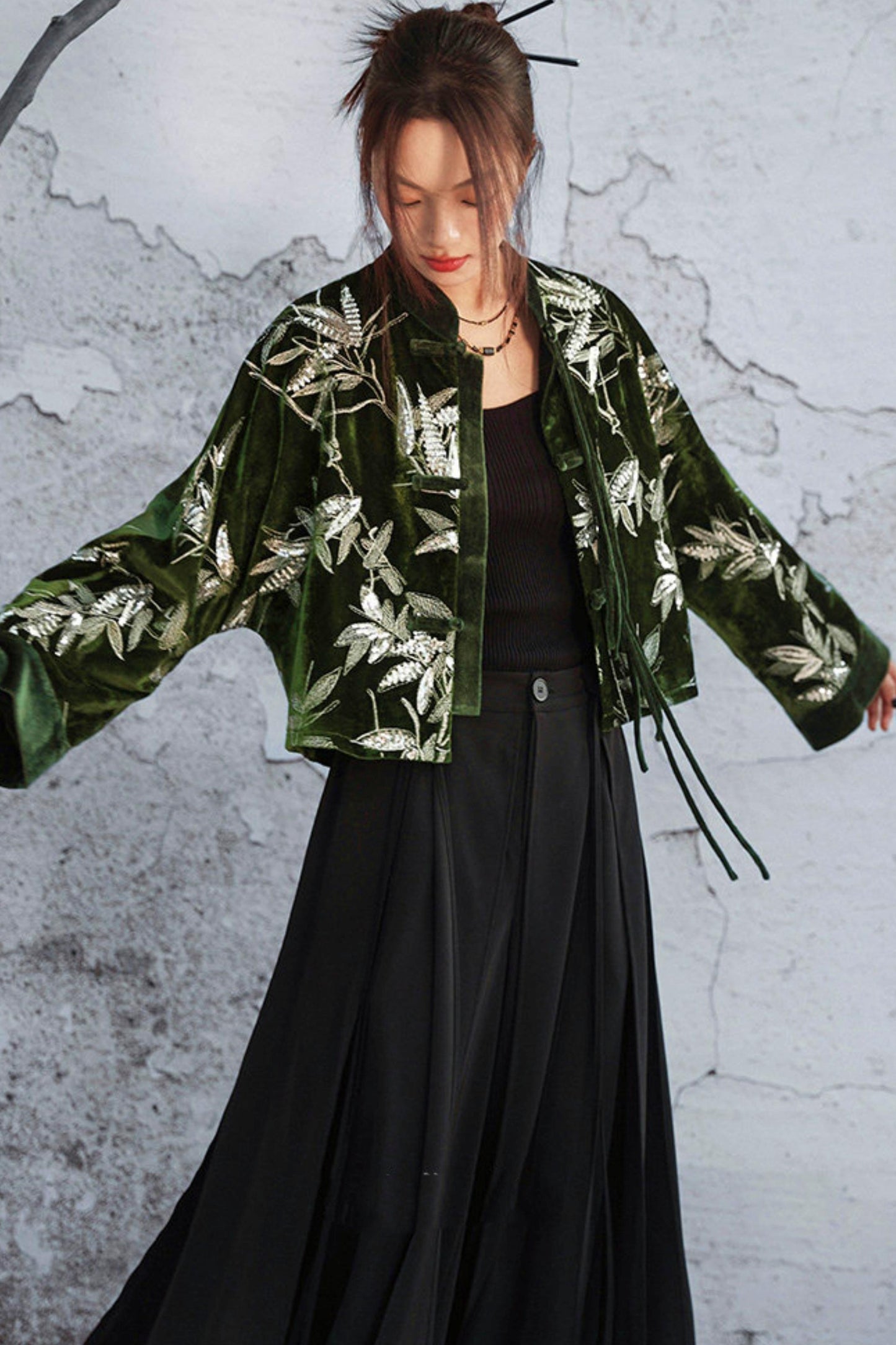 Bamboo Leaf Velvet Jacket