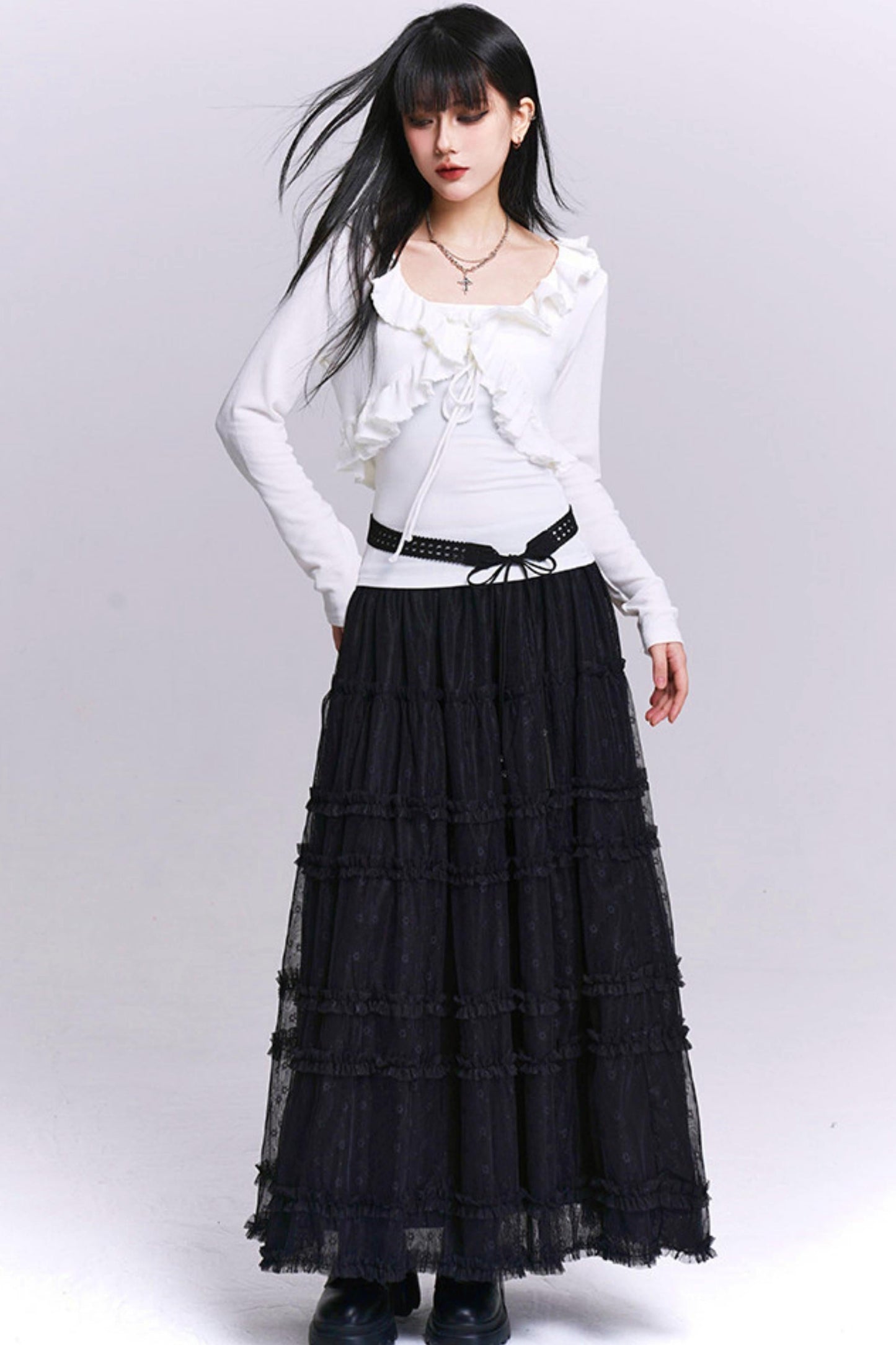 Black Lace Mesh Skirt