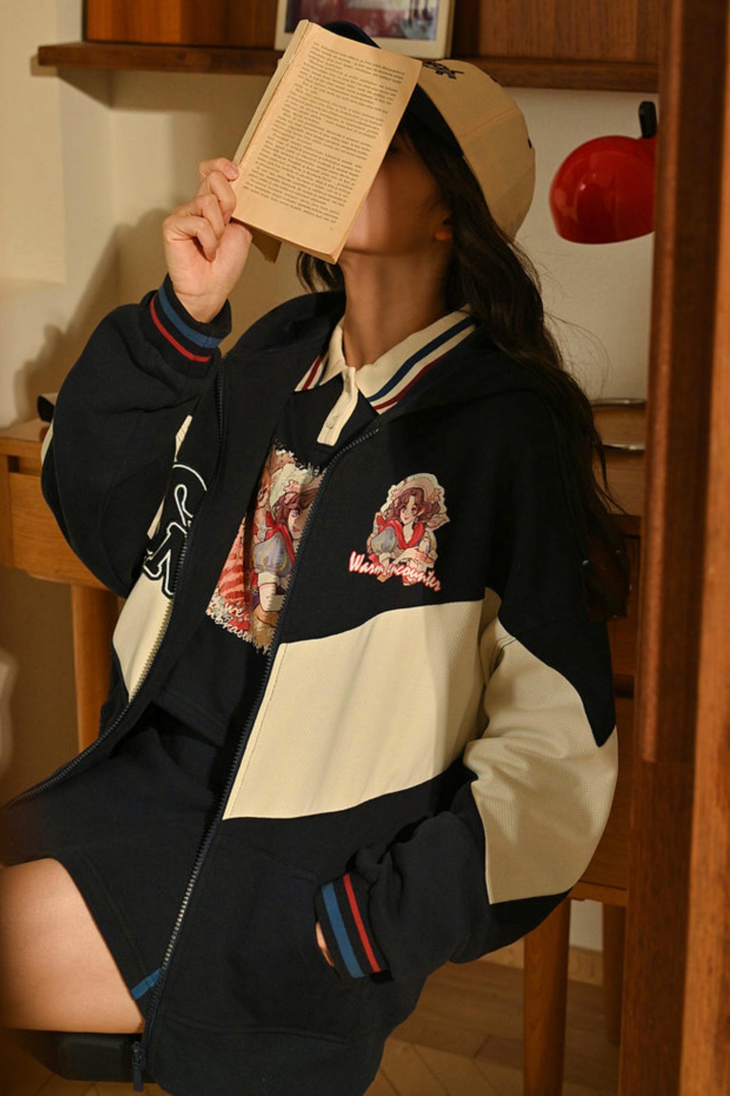 Color Block Cotton Hooded Jacket