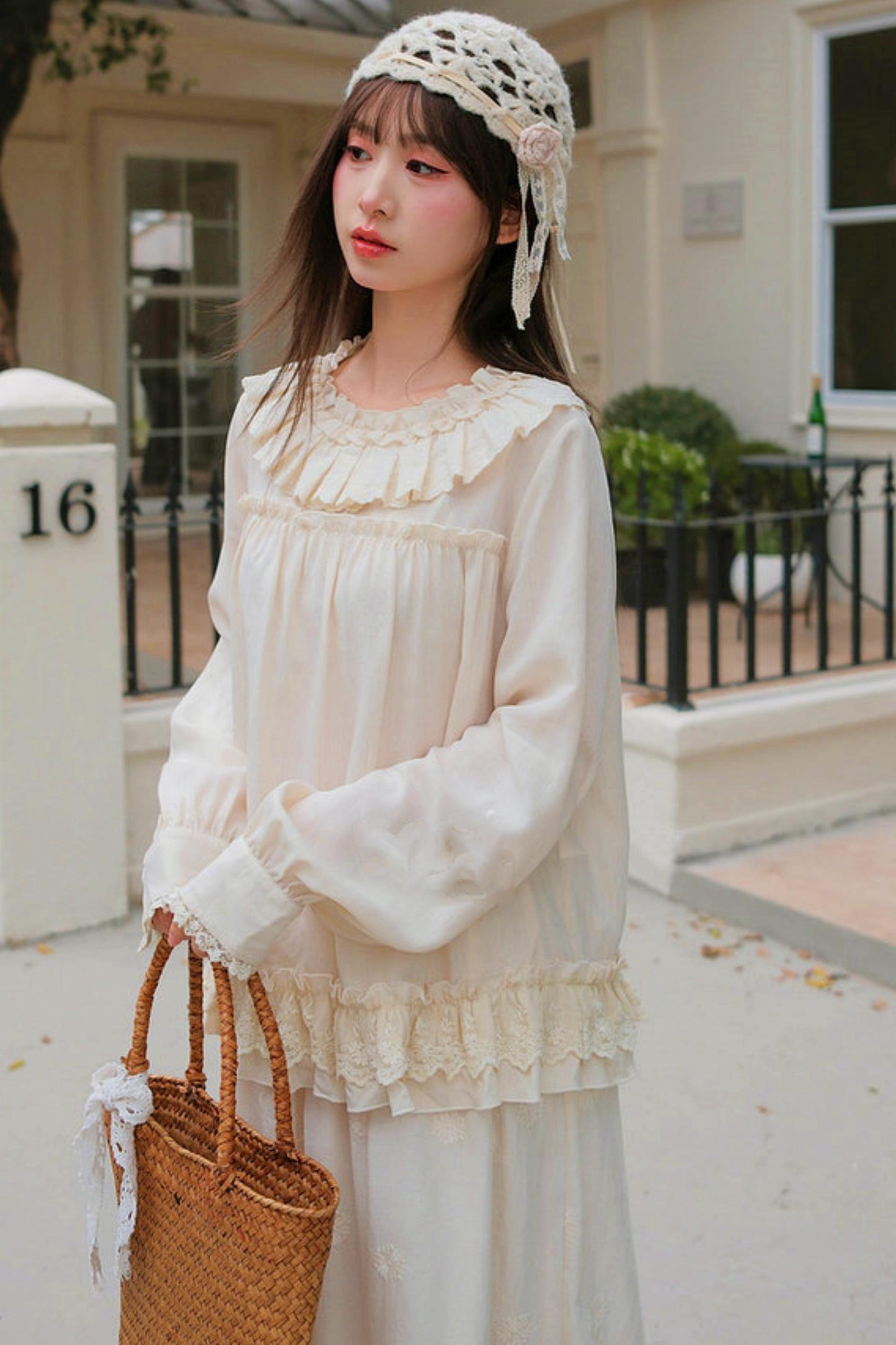 Lyocell Lace Trim Blouse