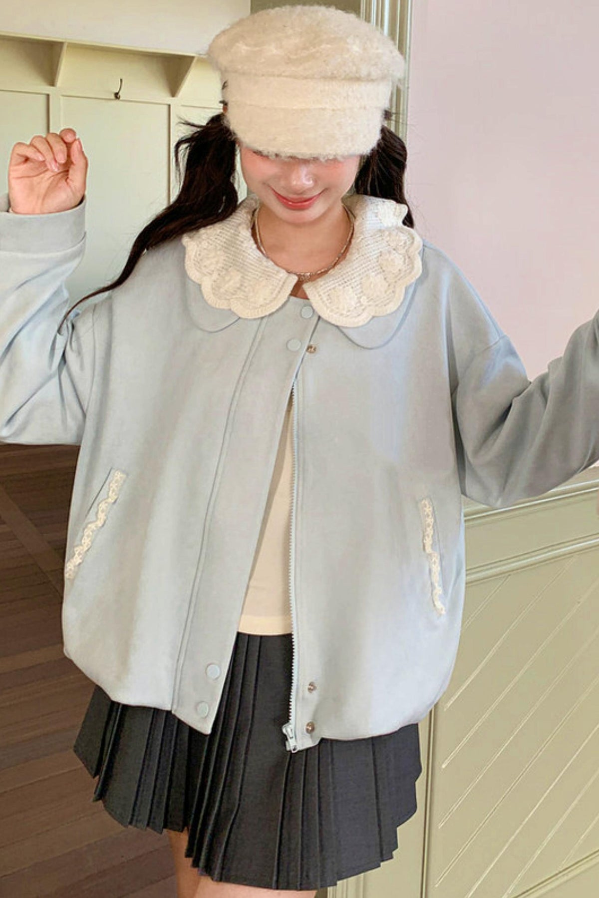 Suede Lace Trim Jacket