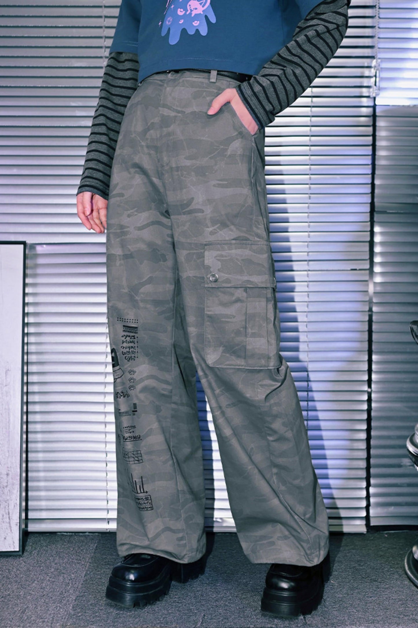 Edgy Cat Wide Leg Pants