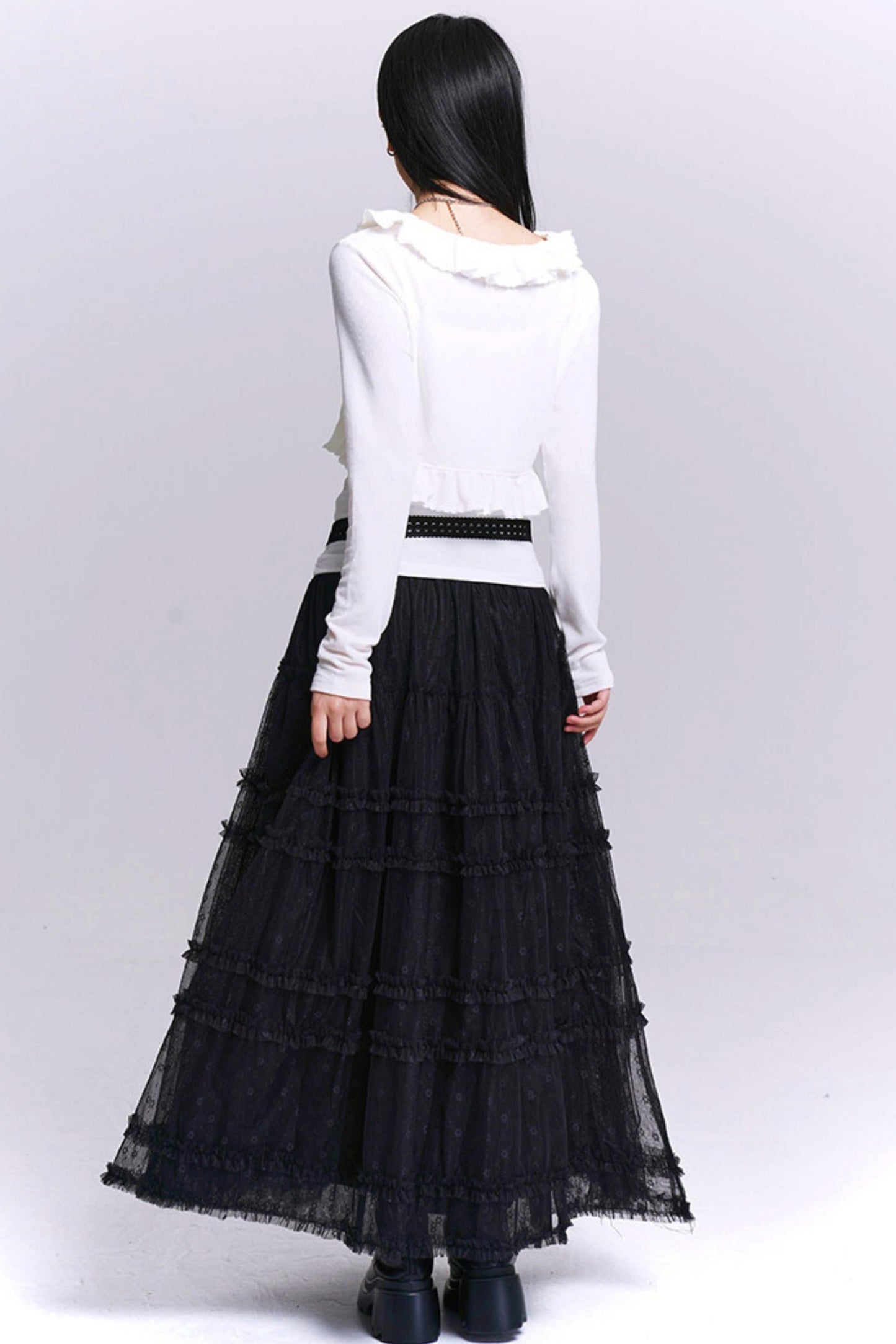 Black Lace Mesh Skirt