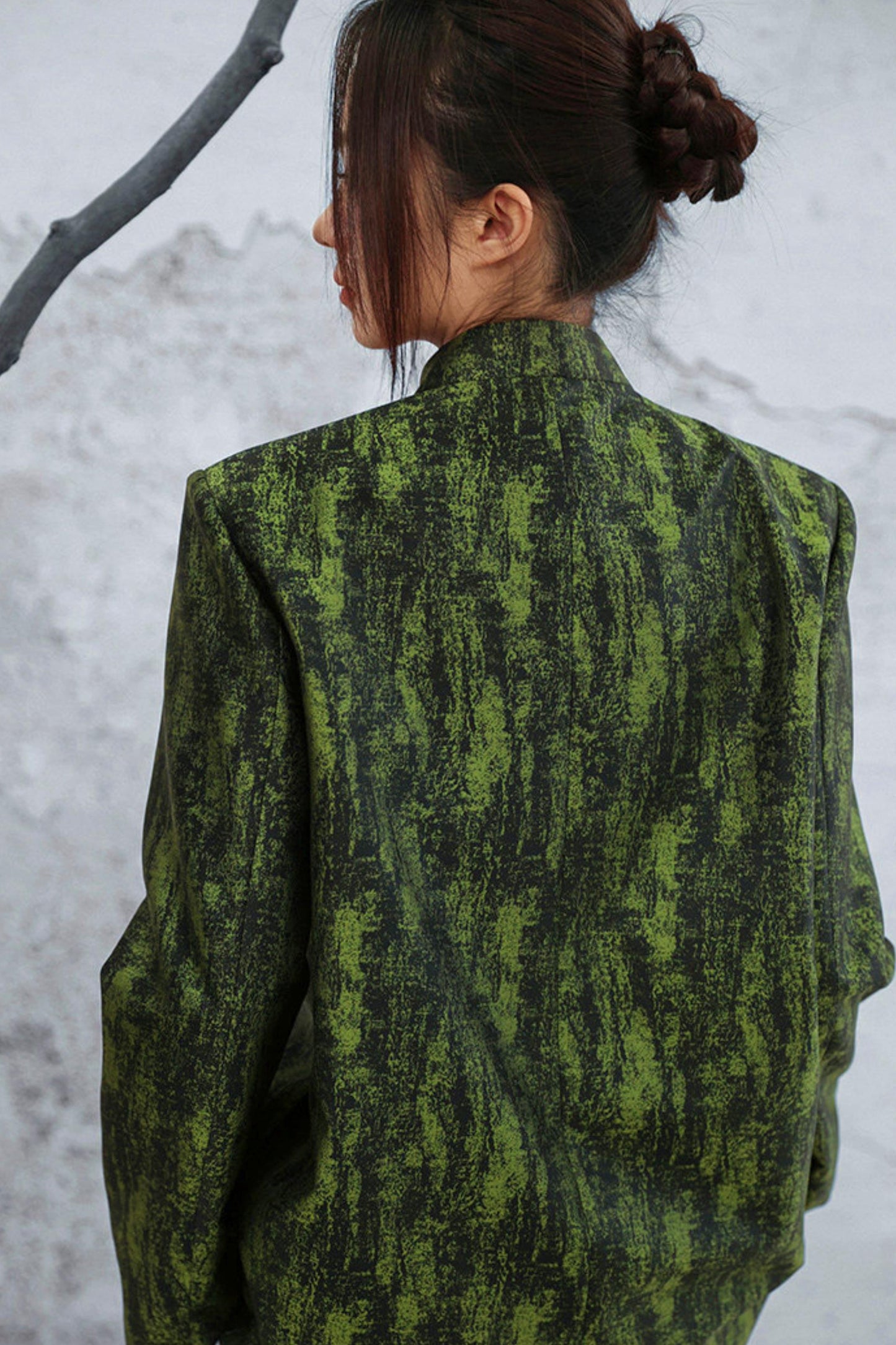 Mossy Green Stand Collar Jacket