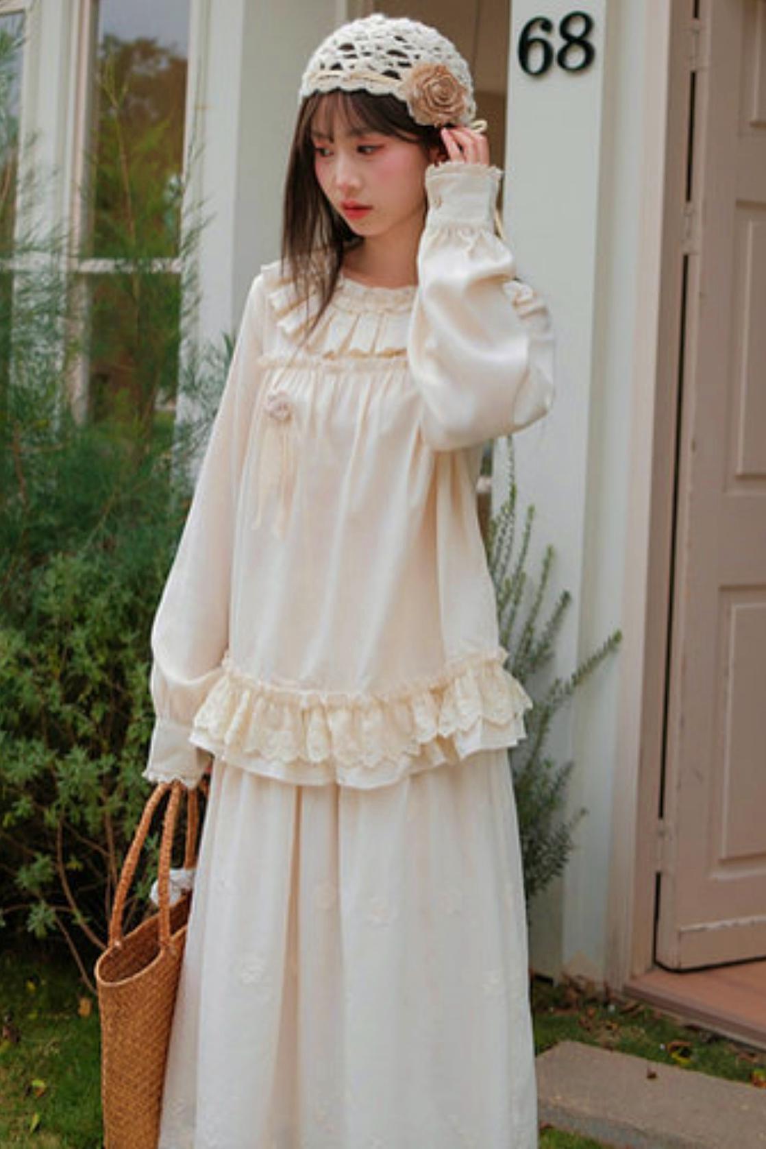 Lyocell Lace Trim Blouse