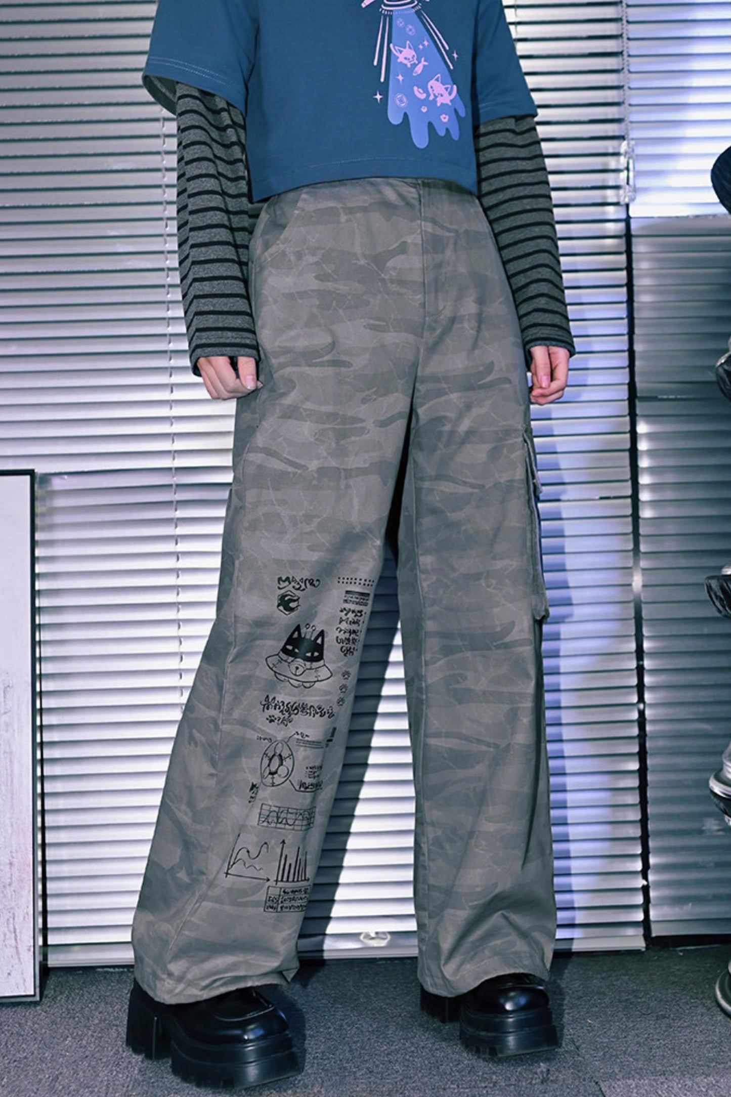 Edgy Cat Wide Leg Pants