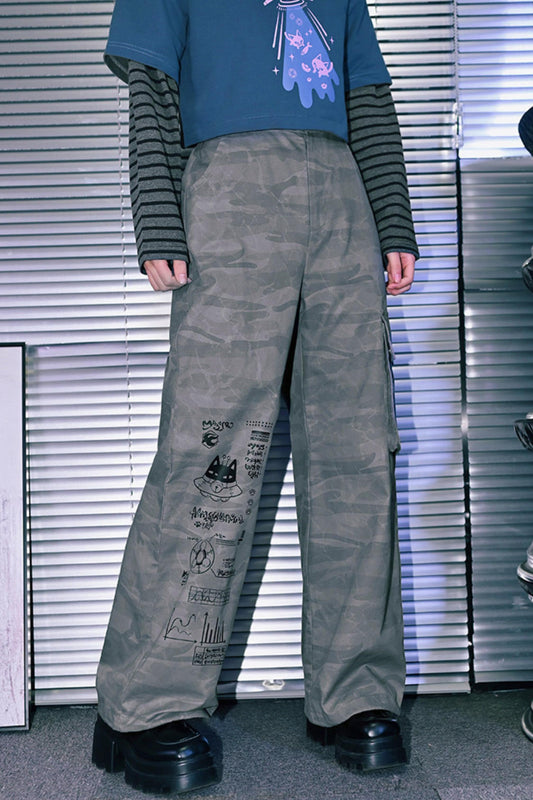 Edgy Cat Wide Leg Pants