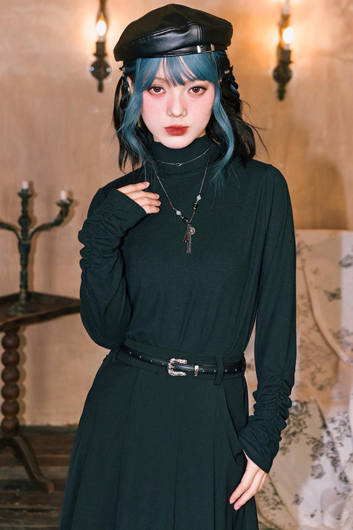 Double Structure Turtleneck Top
