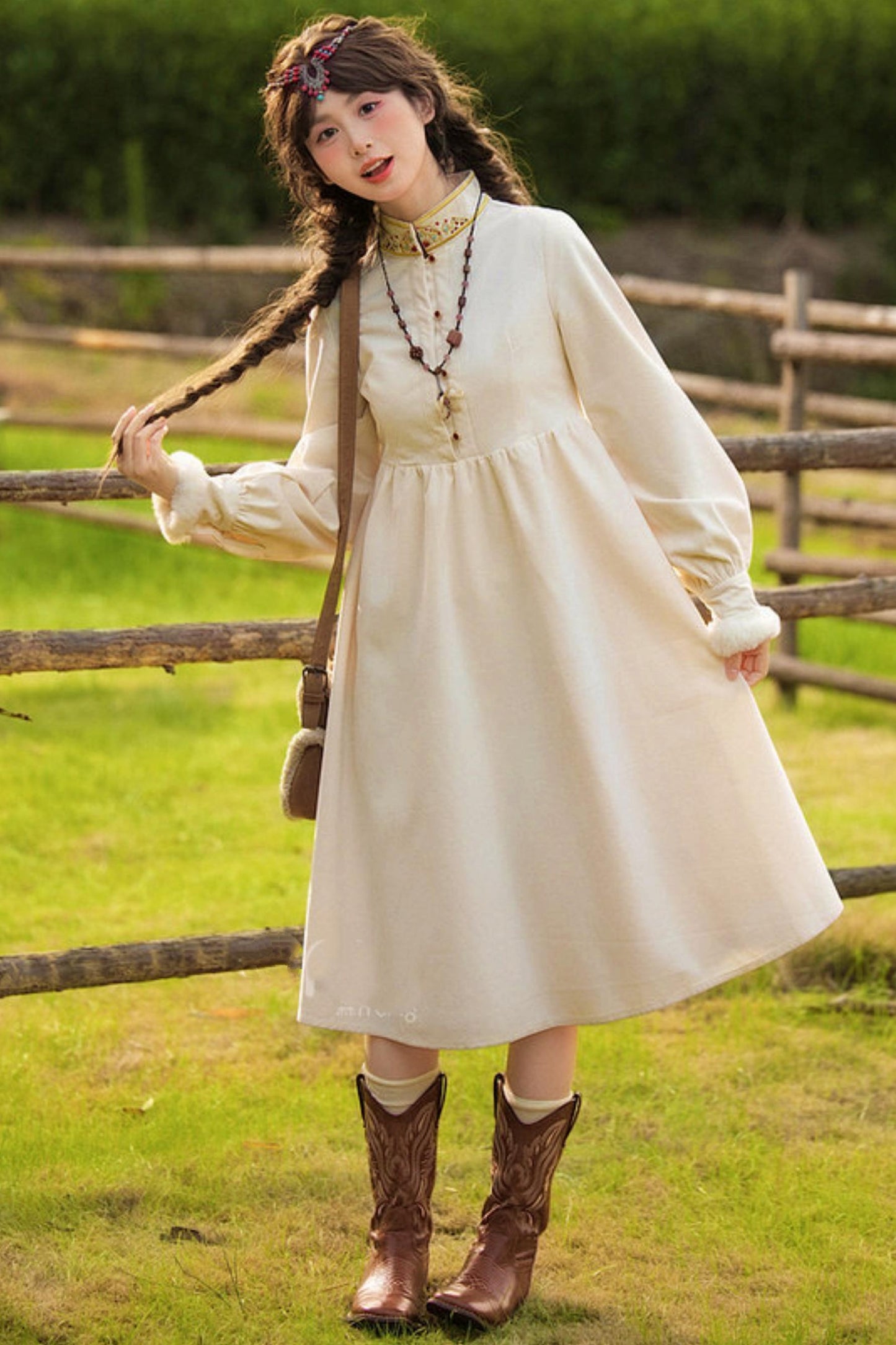 Embroidered Mori Long Dress