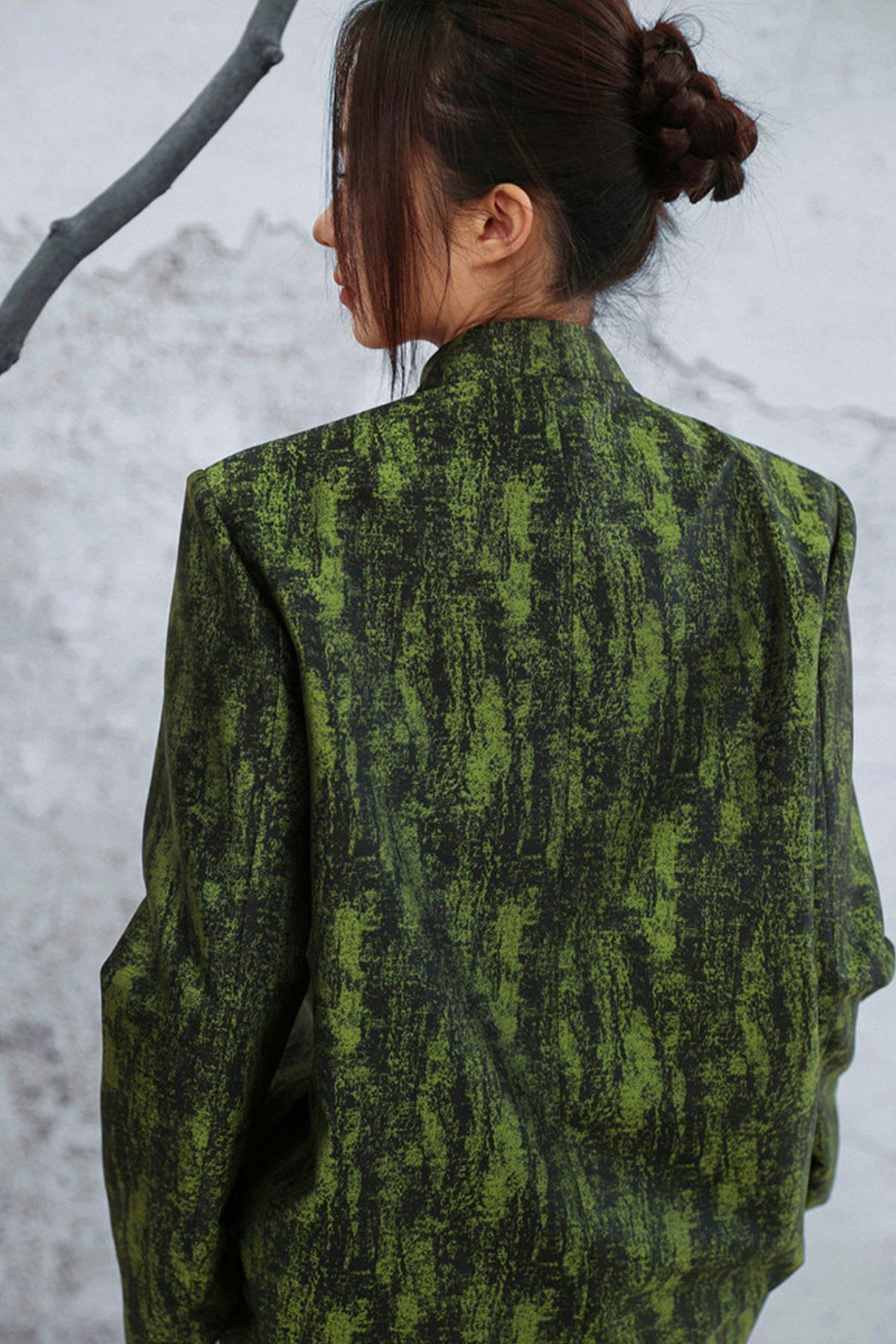 Mossy Green Stand Collar Jacket