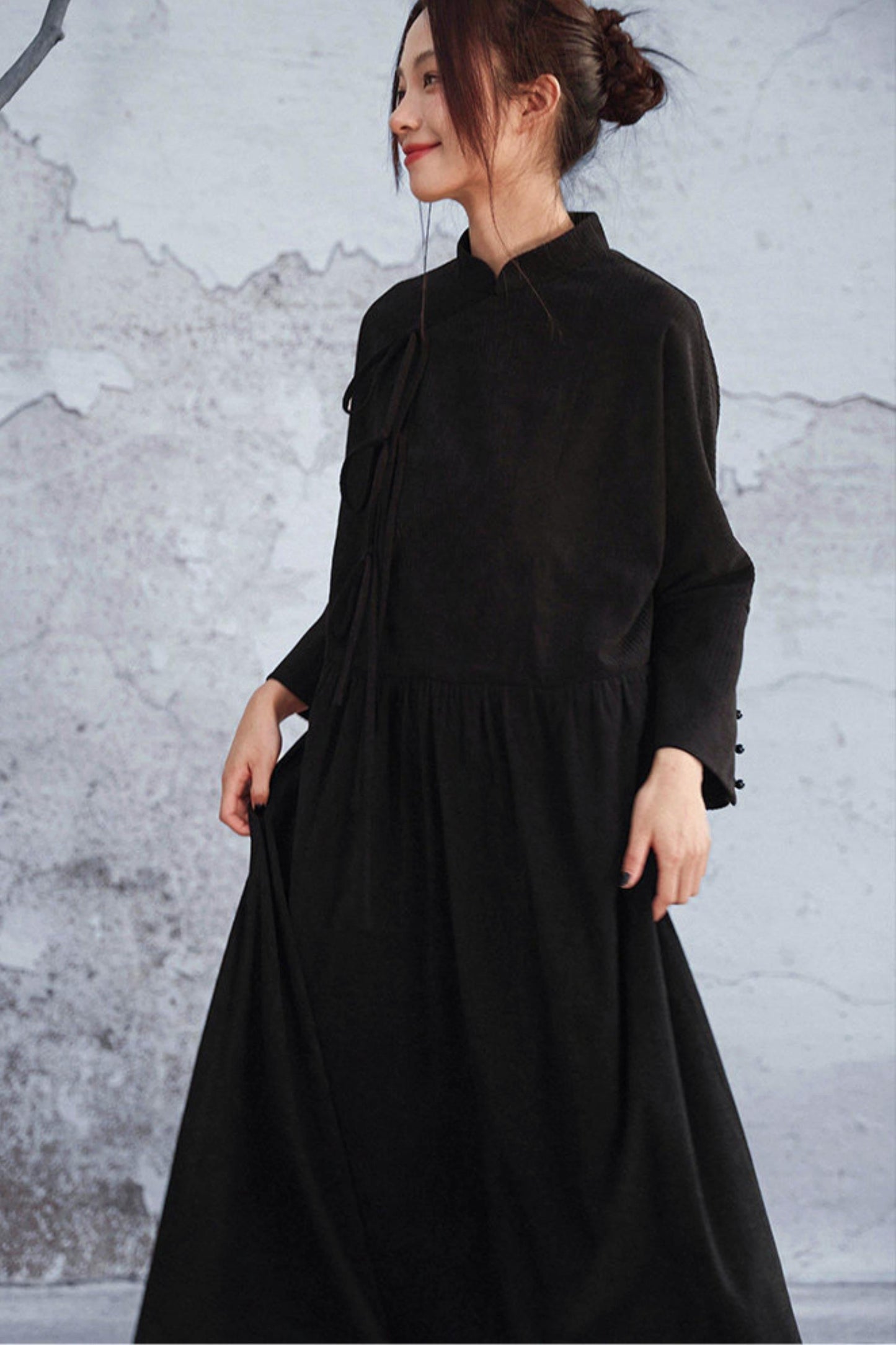 Black Corduroy Long Dress