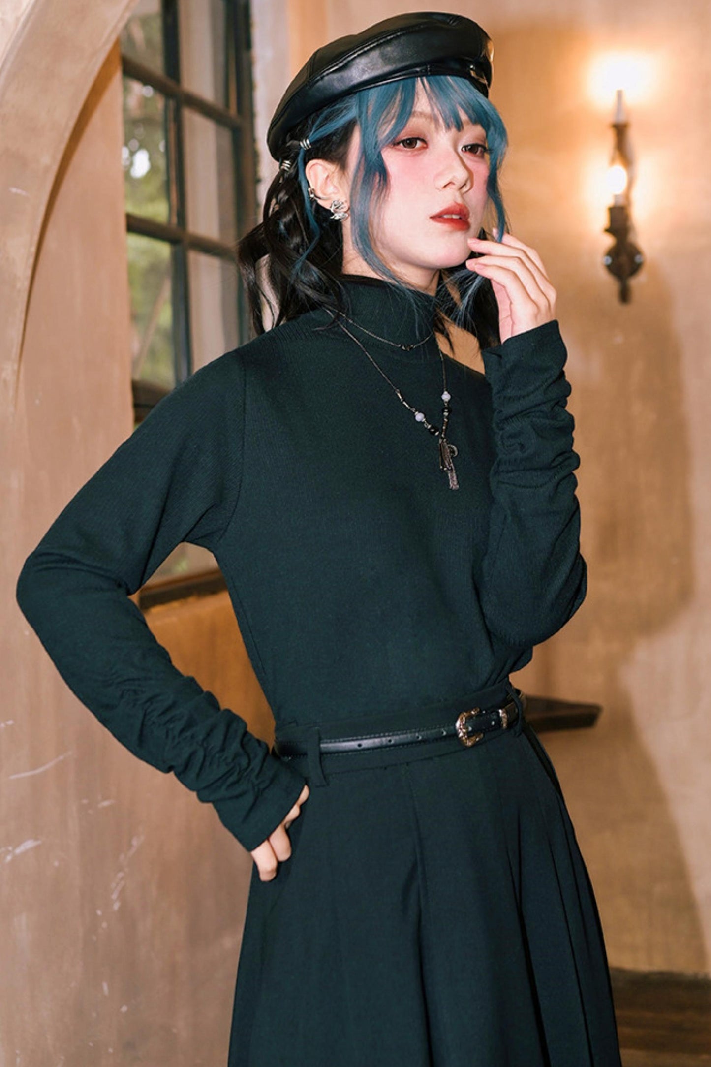 Double Structure Turtleneck Top