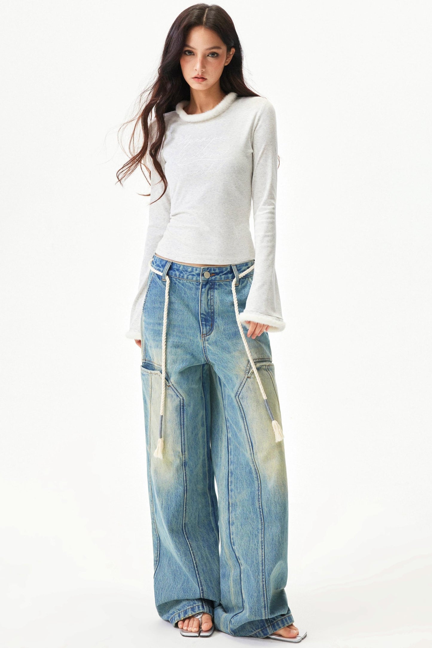 American Retro Wide Denim Pants
