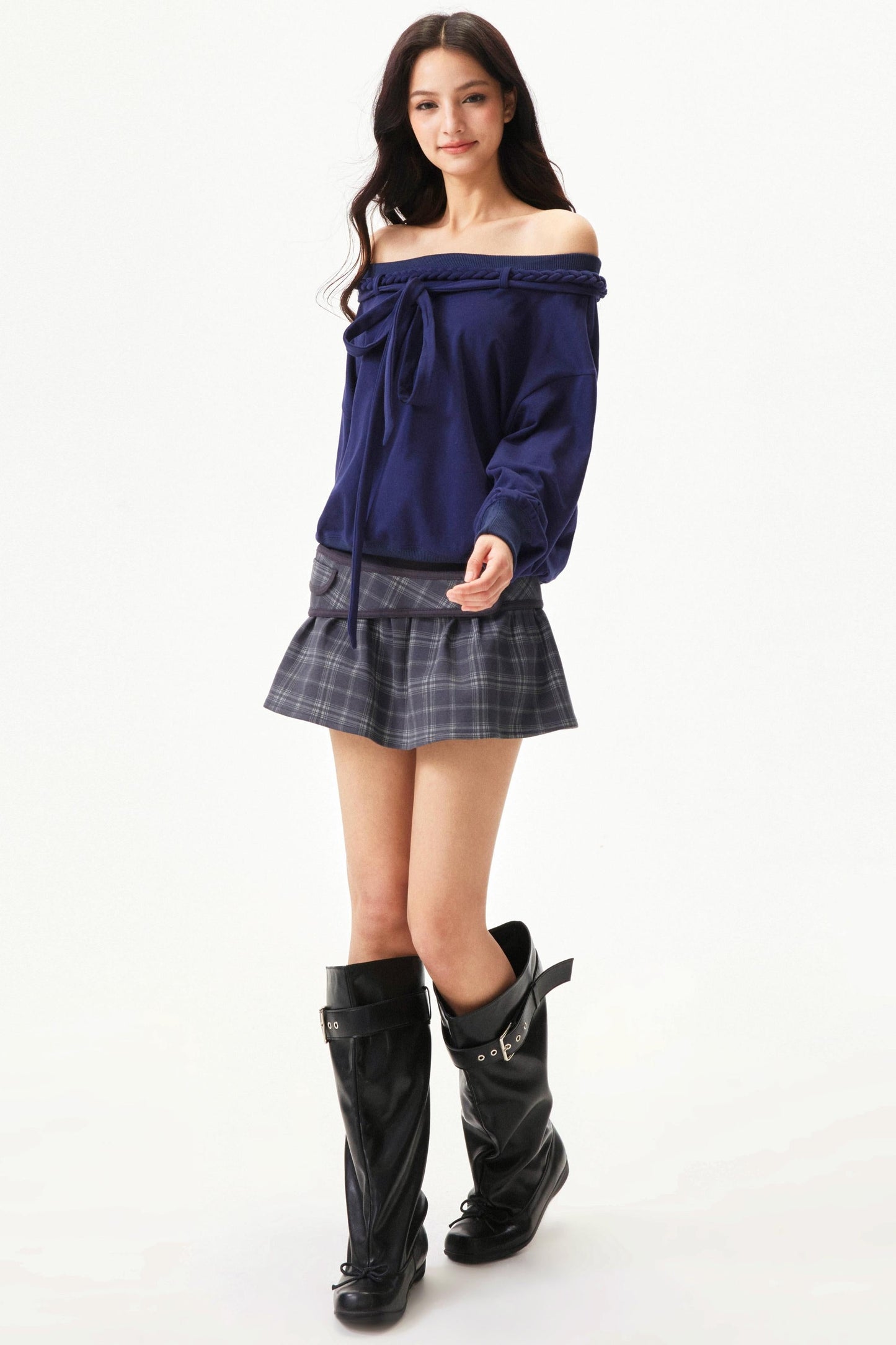 Plaid A-line Short Skirt