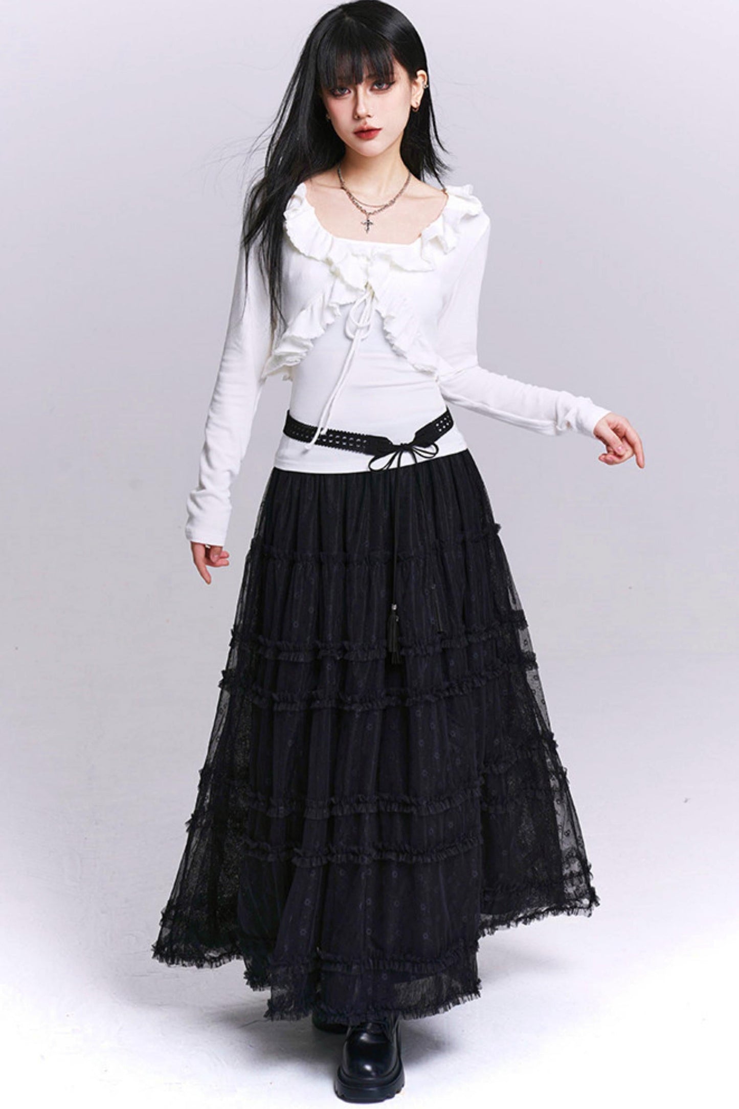 Black Lace Mesh Skirt