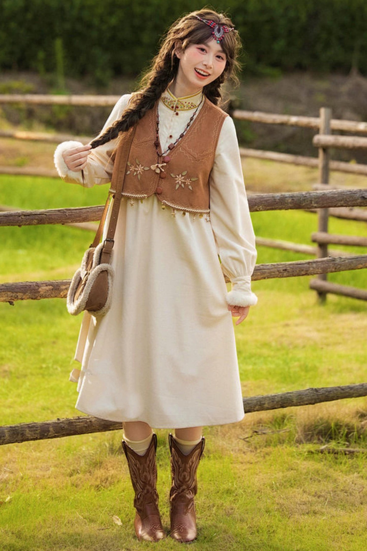 Embroidered Mori Long Dress