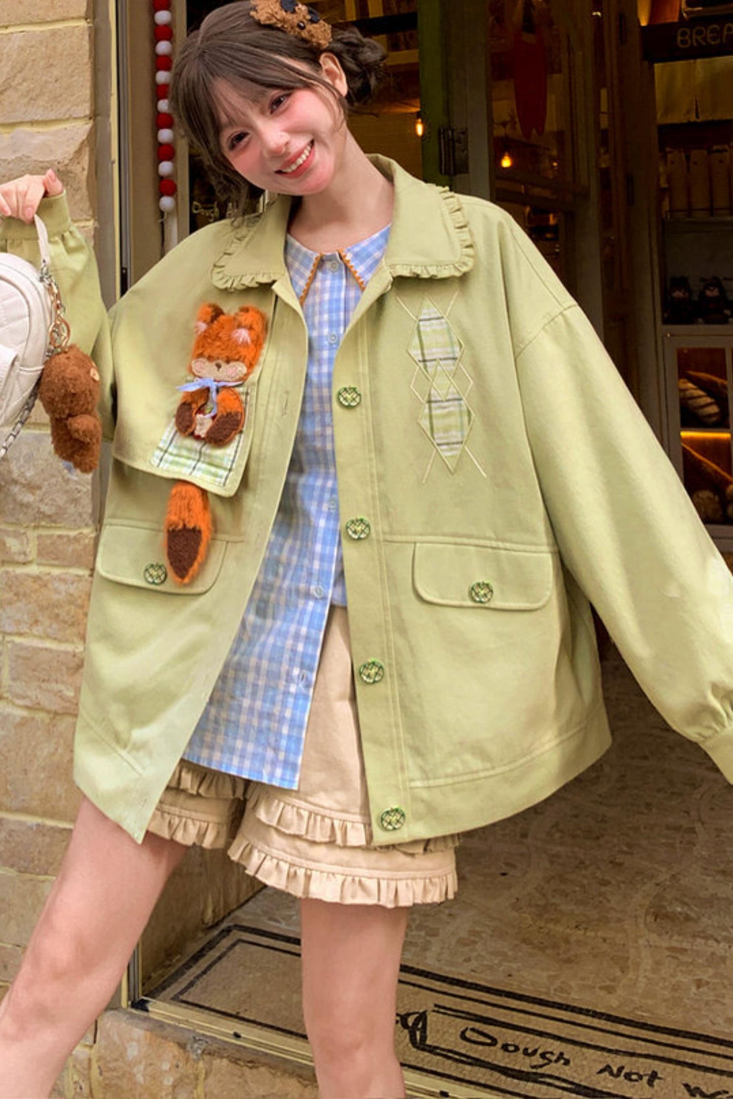 Mori Girl Fox Patchwork Jacket