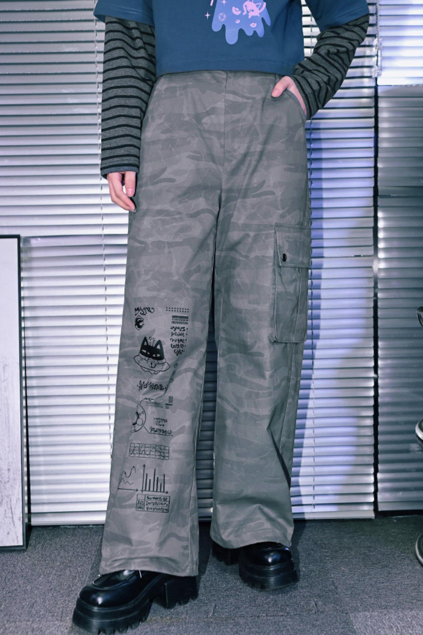 Edgy Cat Wide Leg Pants