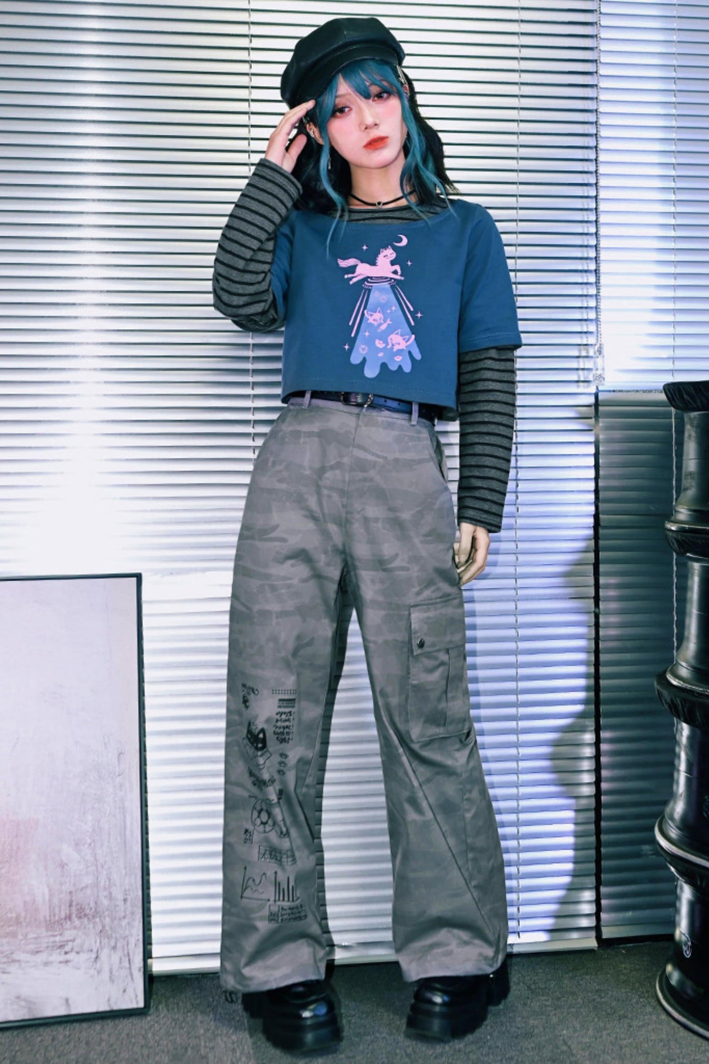 Edgy Cat Wide Leg Pants