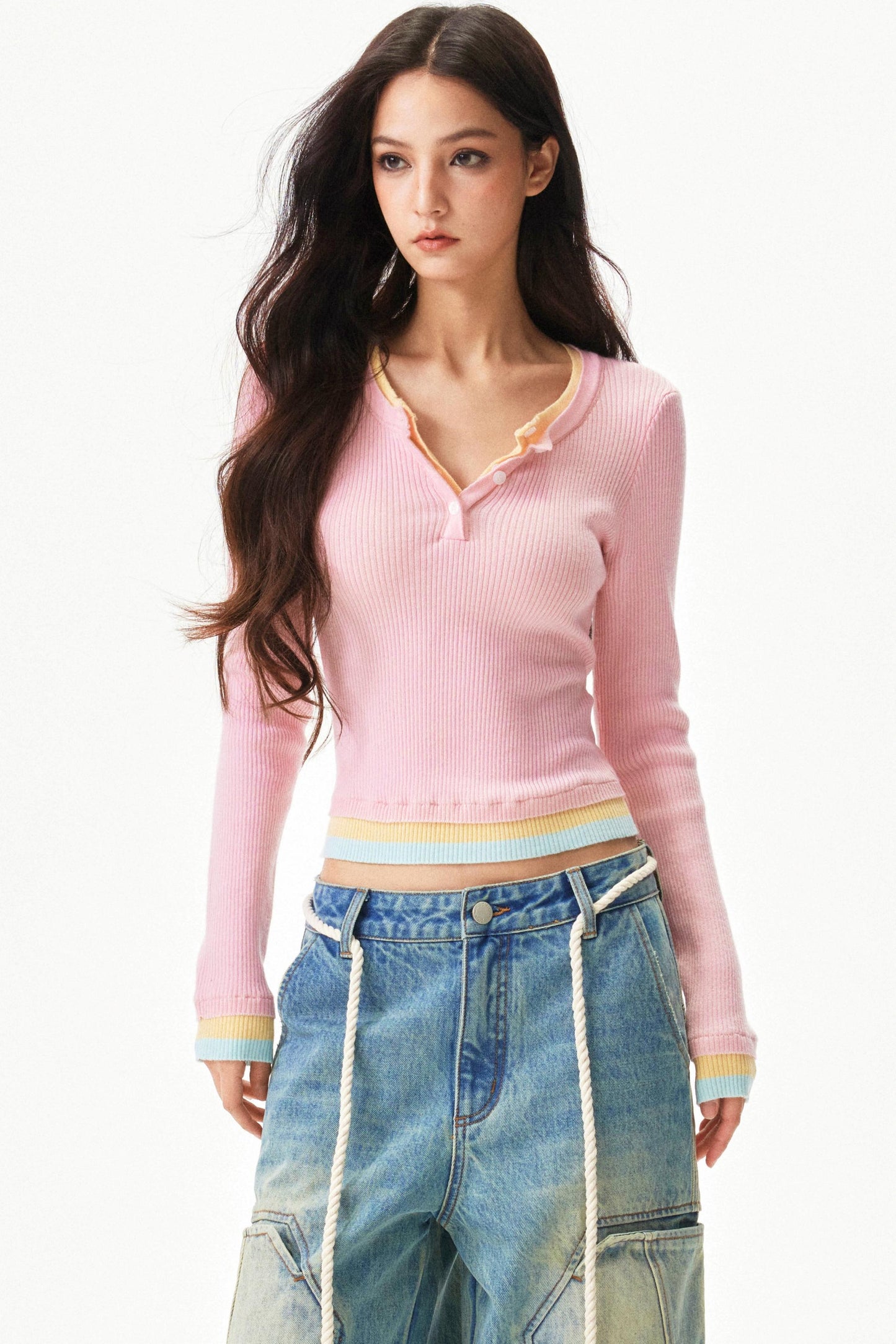 Dopamine color block knit sweaters