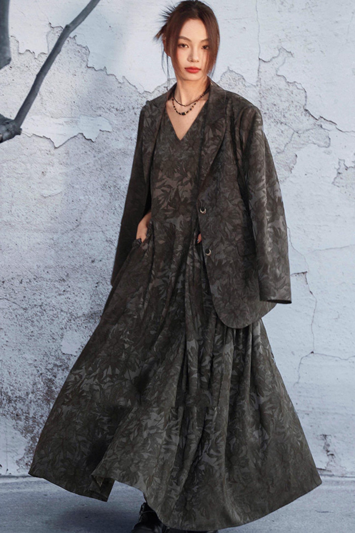 Mode Style Wood Jacquard Jacket